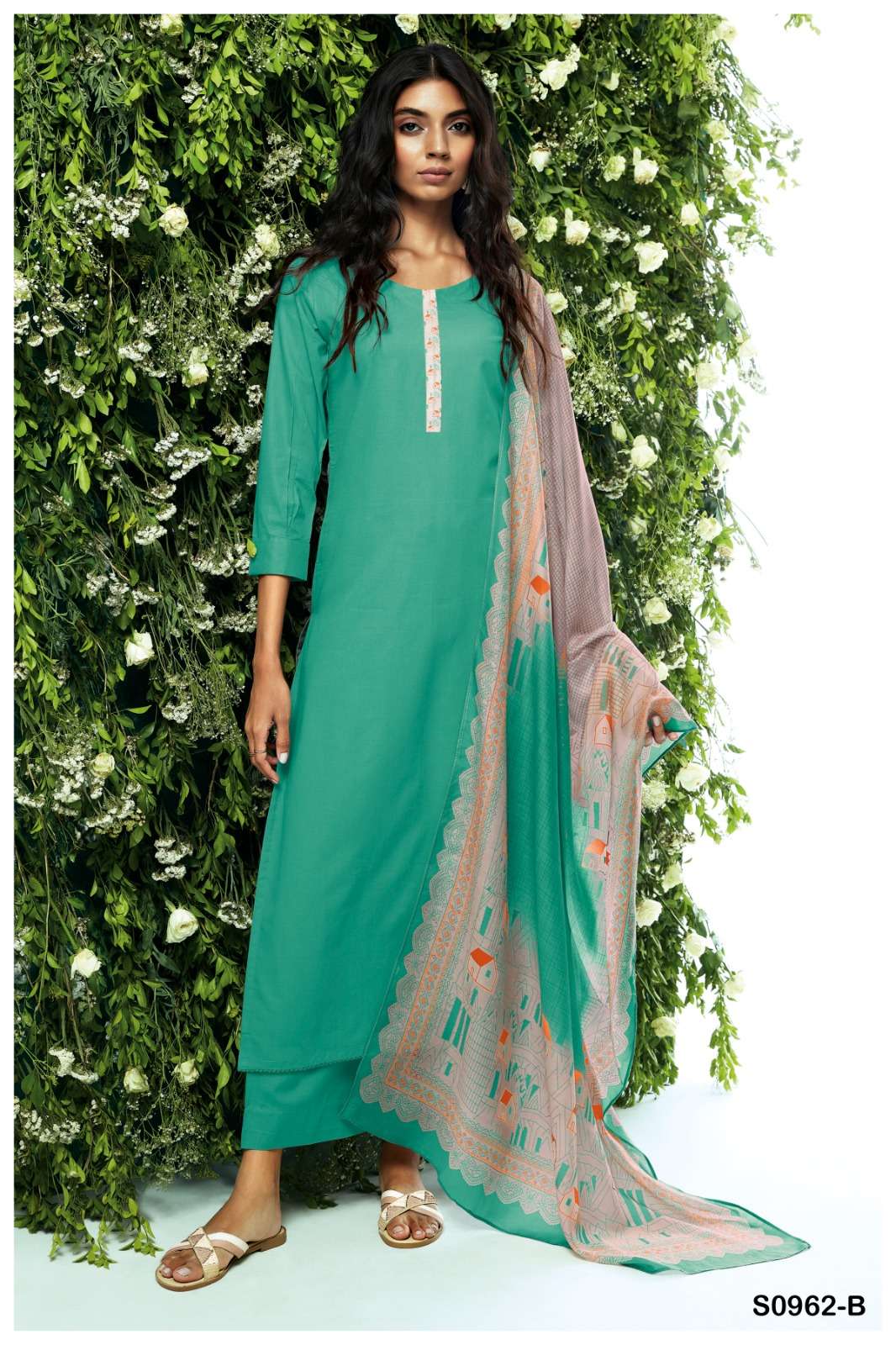 Heny-962 By Ganga Fashion 962-A To 962-D Series Beautiful Festive Suits Stylish Colorful Fancy Casual Wear & Ethnic Wear Premium Cotton Dresses At Wholesale Price