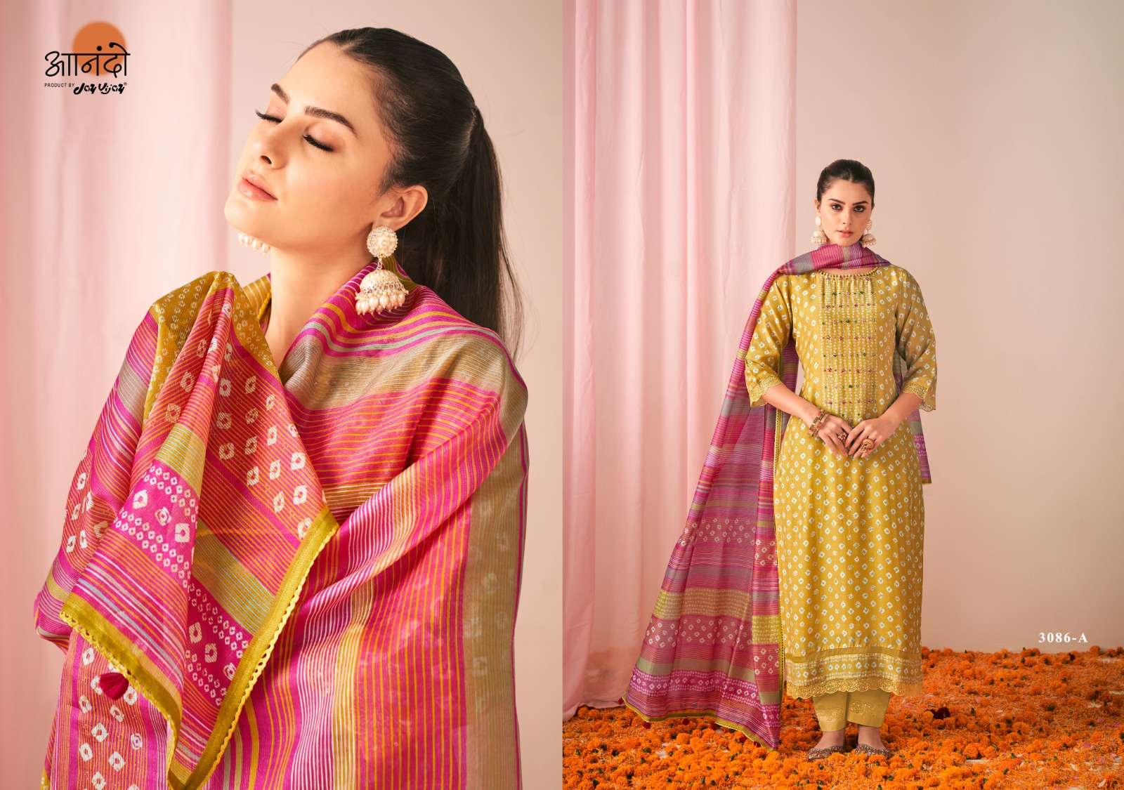 Gulika-3086 By Anando 3086-A To 3086-D Series Beautiful Festive Suits Stylish Colorful Fancy Casual Wear & Ethnic Wear Pure Muslin Silk Dresses At Wholesale Price