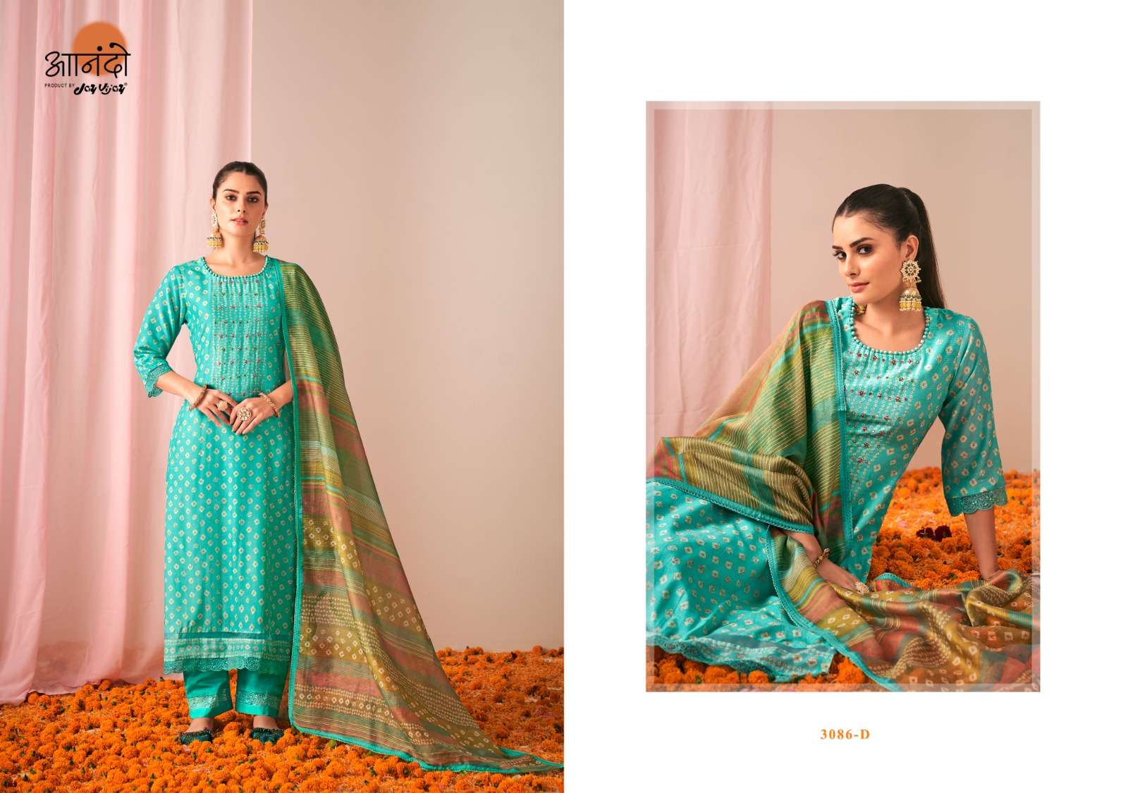 Gulika-3086 By Anando 3086-A To 3086-D Series Beautiful Festive Suits Stylish Colorful Fancy Casual Wear & Ethnic Wear Pure Muslin Silk Dresses At Wholesale Price