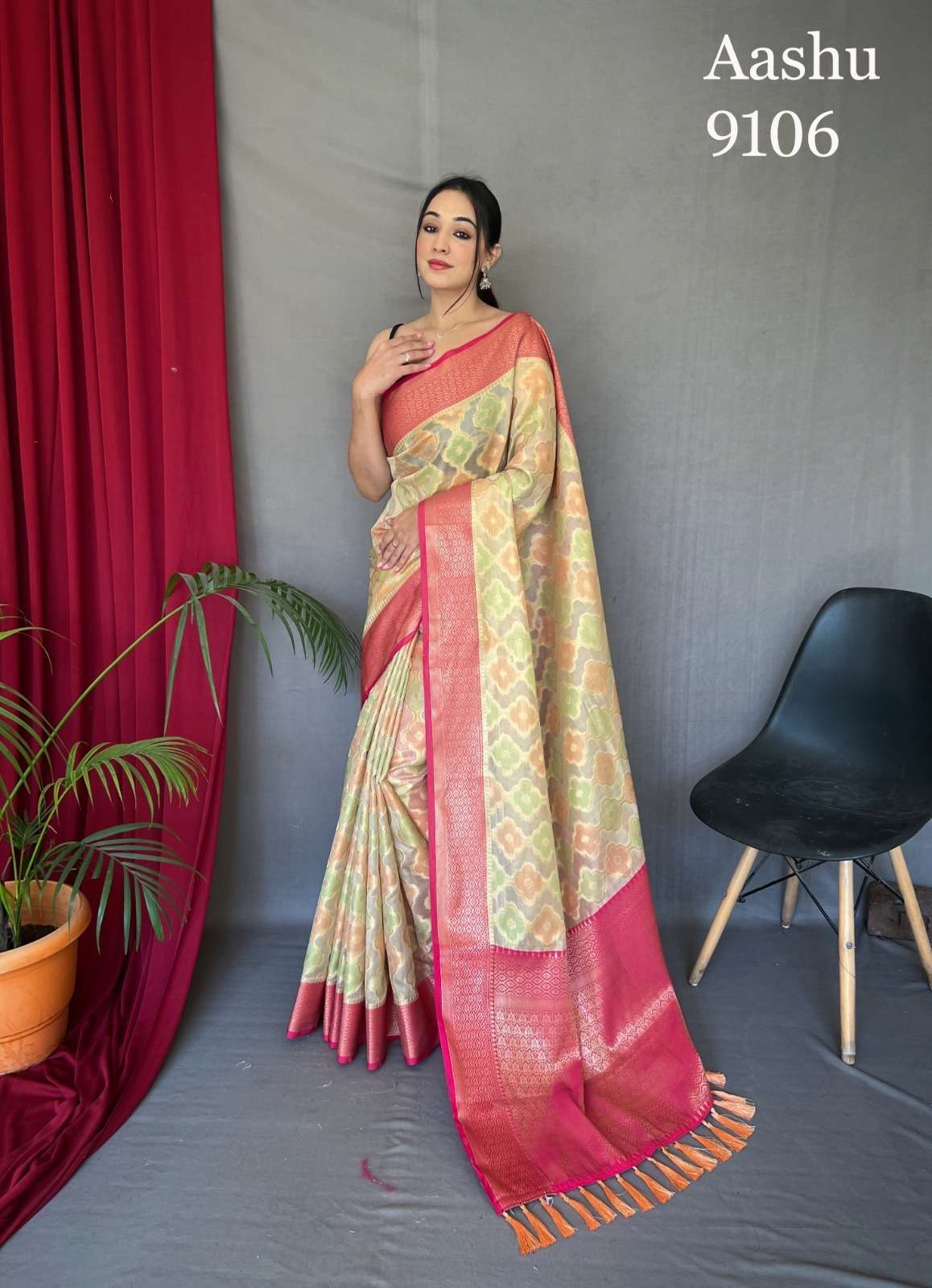 Aashu By Fashion Lab 9101 To 9106 Series Indian Traditional Wear Collection Beautiful Stylish Fancy Colorful Party Wear & Occasional Wear Tussar Silk Sarees At Wholesale Price