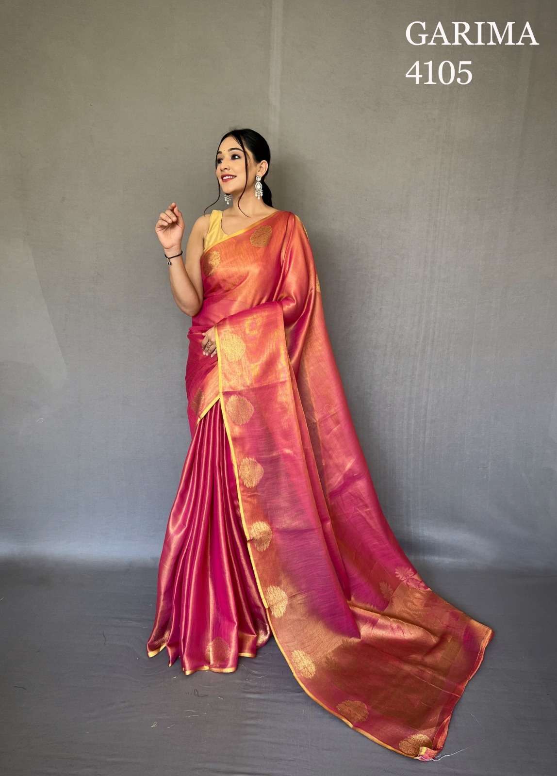 Garima By Fashion Lab 4101 To 4110 Series Indian Traditional Wear Collection Beautiful Stylish Fancy Colorful Party Wear & Occasional Wear Tissue Silk Sarees At Wholesale Price