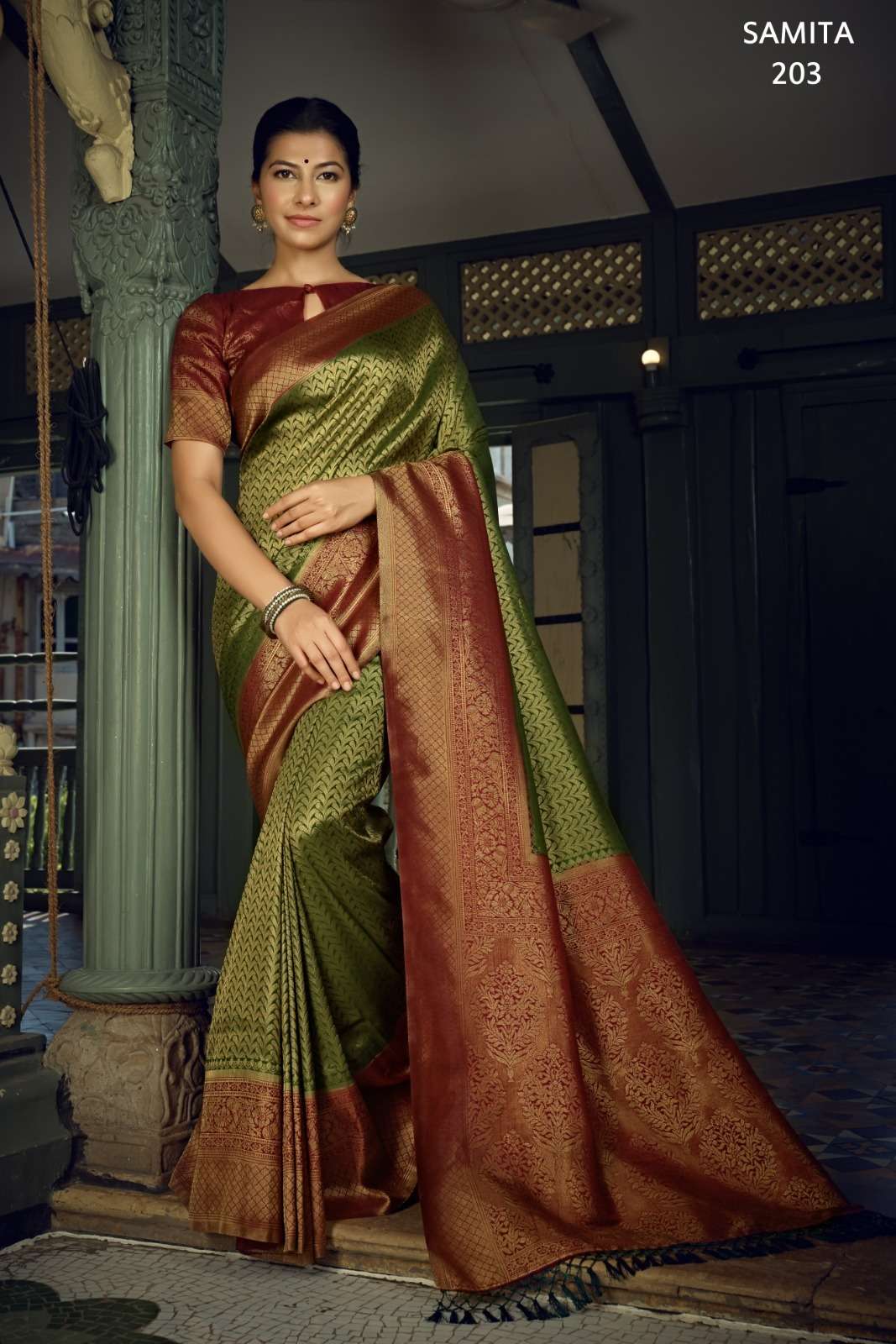 Samita By Fashion Lab 201 To 208 Series Indian Traditional Wear Collection Beautiful Stylish Fancy Colorful Party Wear & Occasional Wear Kanjivaram Silk Sarees At Wholesale Price