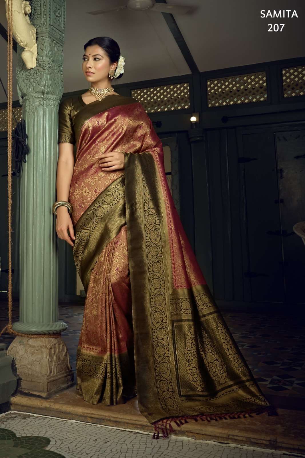Samita By Fashion Lab 201 To 208 Series Indian Traditional Wear Collection Beautiful Stylish Fancy Colorful Party Wear & Occasional Wear Kanjivaram Silk Sarees At Wholesale Price