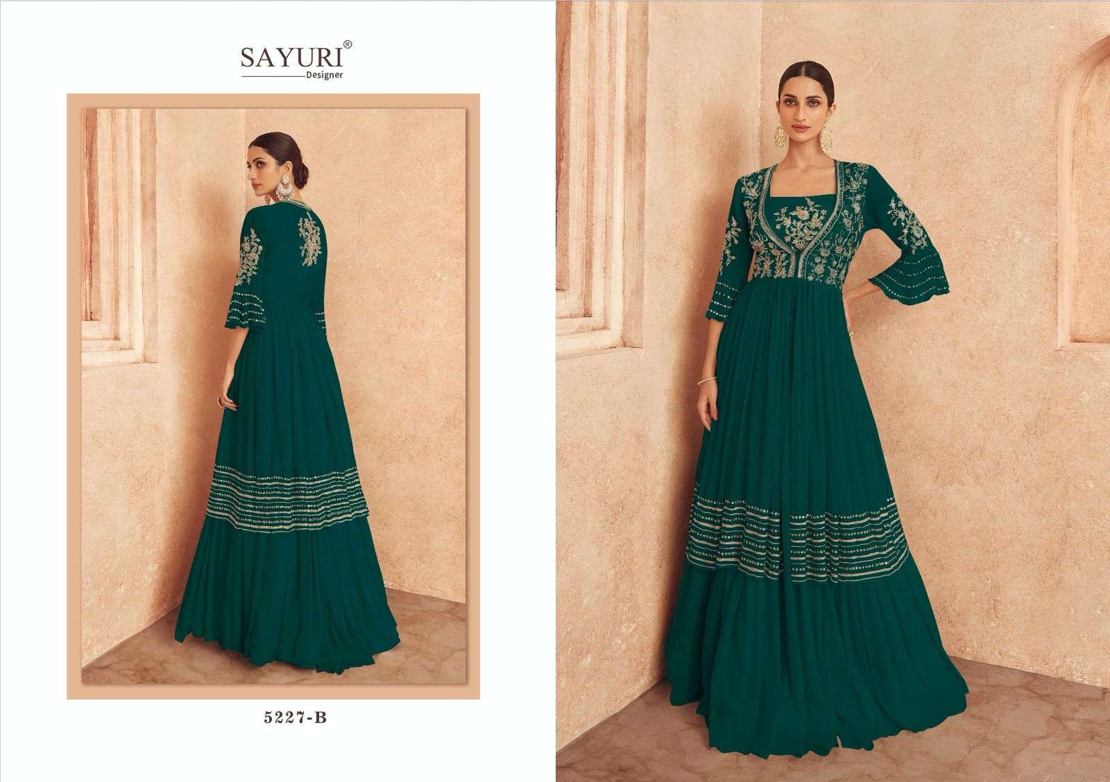 Threads Gold By Sayuri 5227-A To 5227-E Series Beautiful Stylish Fancy Colorful Casual Wear & Ethnic Wear Chinnon Silk Gowns At Wholesale Price