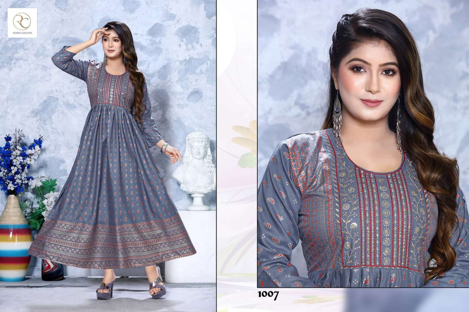 Manchali Vol-5 By Rc 1001 To 1008 Series Beautiful Stylish Fancy Colorful Casual Wear & Ethnic Wear Rayon Print Gowns At Wholesale Price