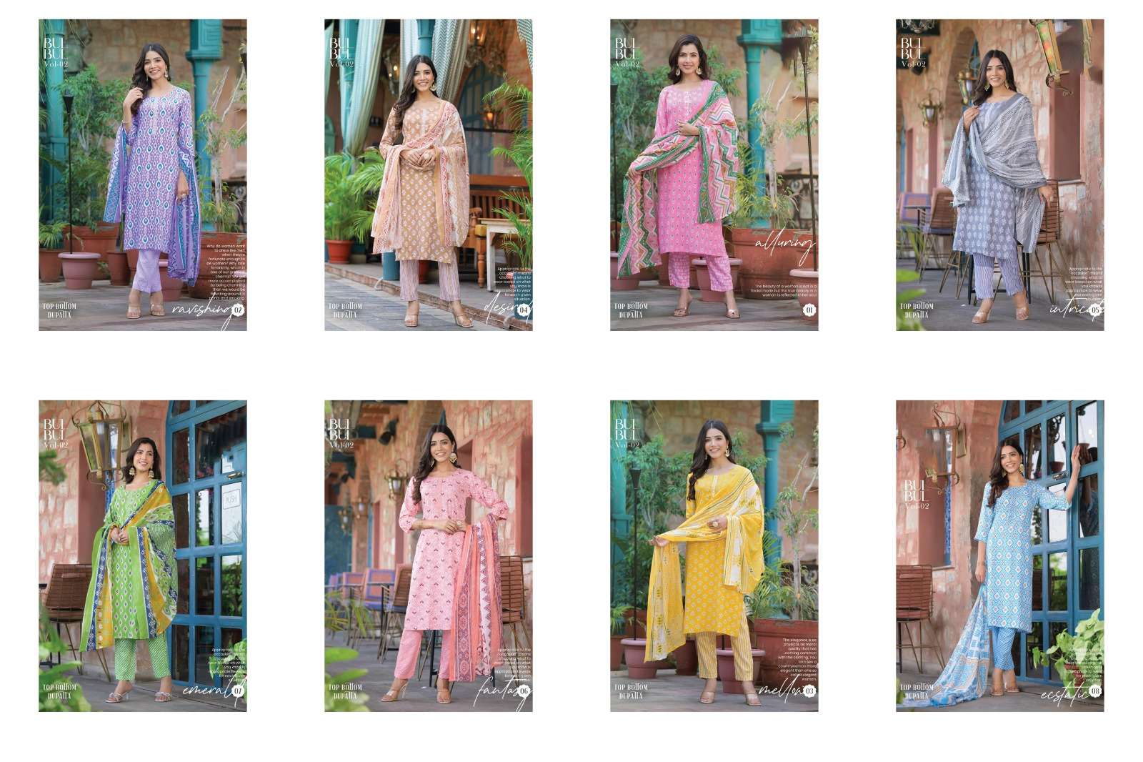 Bulbul Vol-2 By Fashid Wholesale 01 To 08 Series Designer Festive Suits Collection Beautiful Stylish Fancy Colorful Party Wear & Occasional Wear Rayon Print Dresses At Wholesale Price