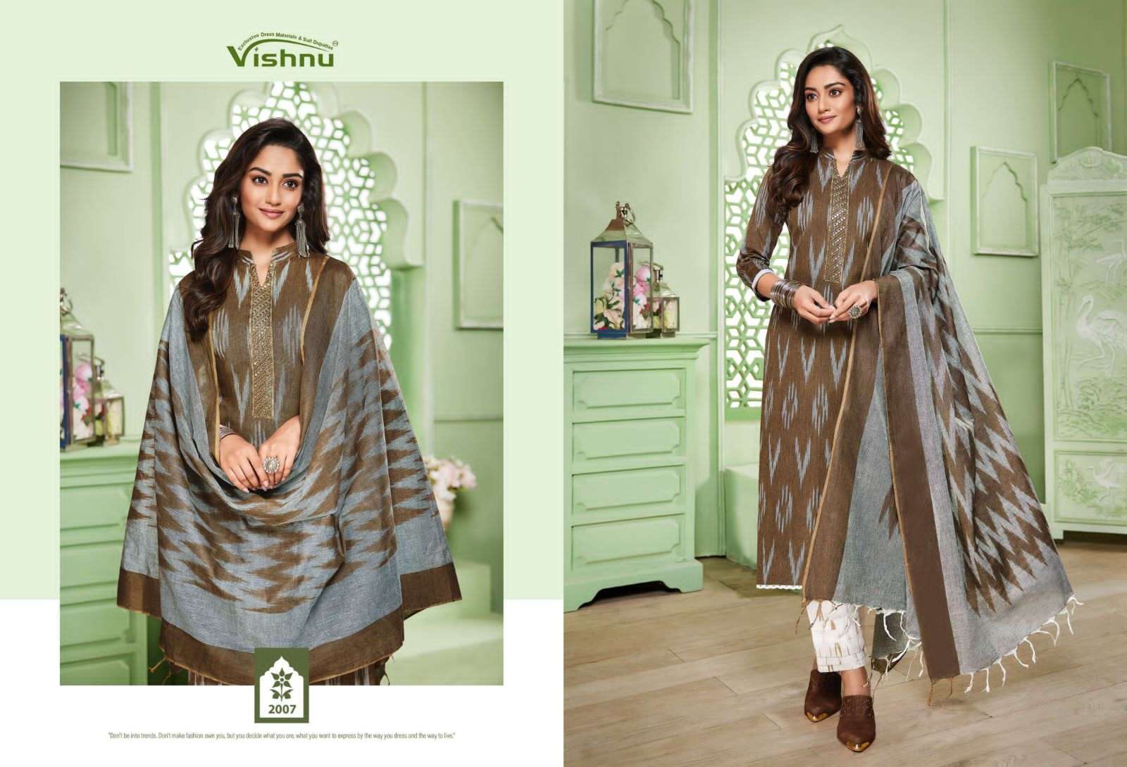 Ikkat By Vishnu 2001 To 2011 Series Beautiful Suits Colorful Stylish Fancy Casual Wear & Ethnic Wear Pure Cotton Print Dresses At Wholesale Price