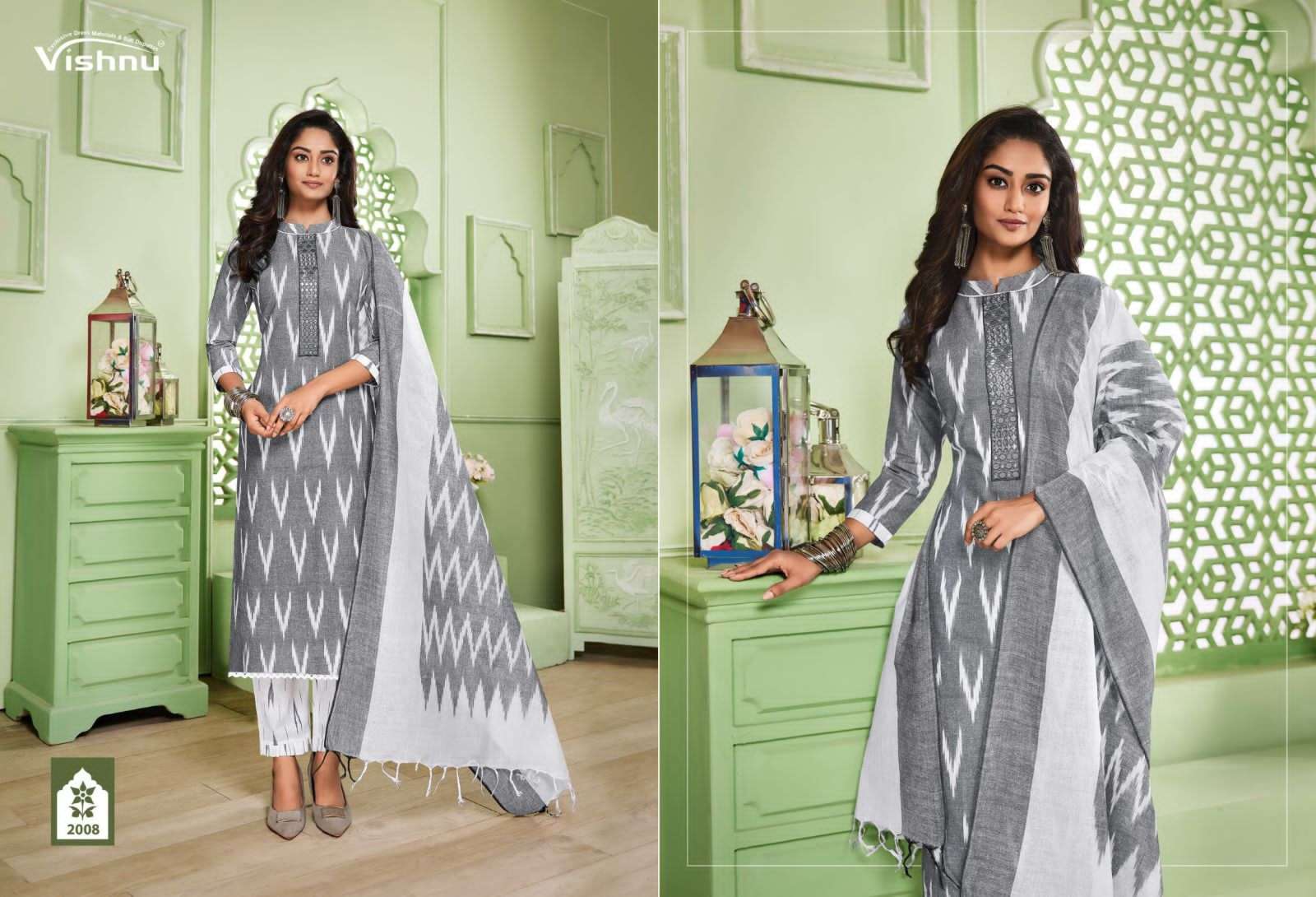 Ikkat By Vishnu 2001 To 2011 Series Beautiful Suits Colorful Stylish Fancy Casual Wear & Ethnic Wear Pure Cotton Print Dresses At Wholesale Price