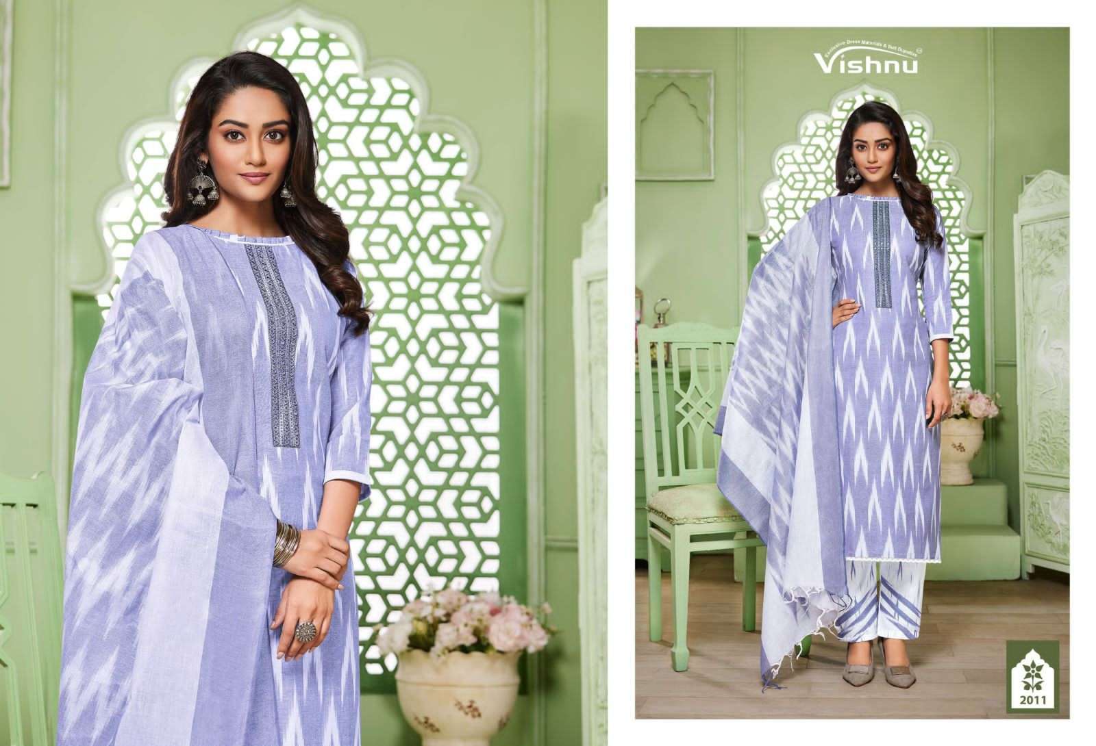 Ikkat By Vishnu 2001 To 2011 Series Beautiful Suits Colorful Stylish Fancy Casual Wear & Ethnic Wear Pure Cotton Print Dresses At Wholesale Price