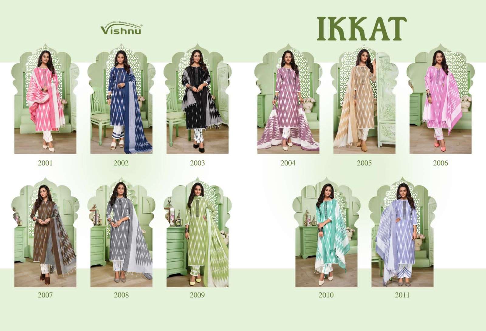 Ikkat By Vishnu 2001 To 2011 Series Beautiful Suits Colorful Stylish Fancy Casual Wear & Ethnic Wear Pure Cotton Print Dresses At Wholesale Price