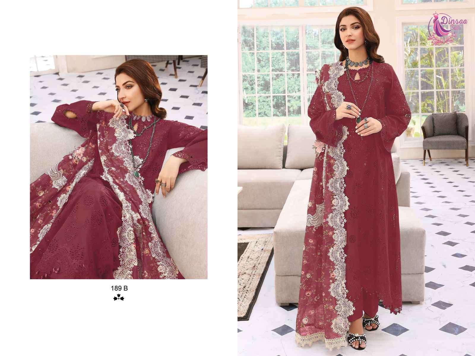 Elaf Colour Vol-1 By Dinsaa Suits 189-A To 189-E Series Designer Pakistani Suits Beautiful Fancy Stylish Colorful Party Wear & Occasional Wear Pure Cotton With Embroidery Dresses At Wholesale Price