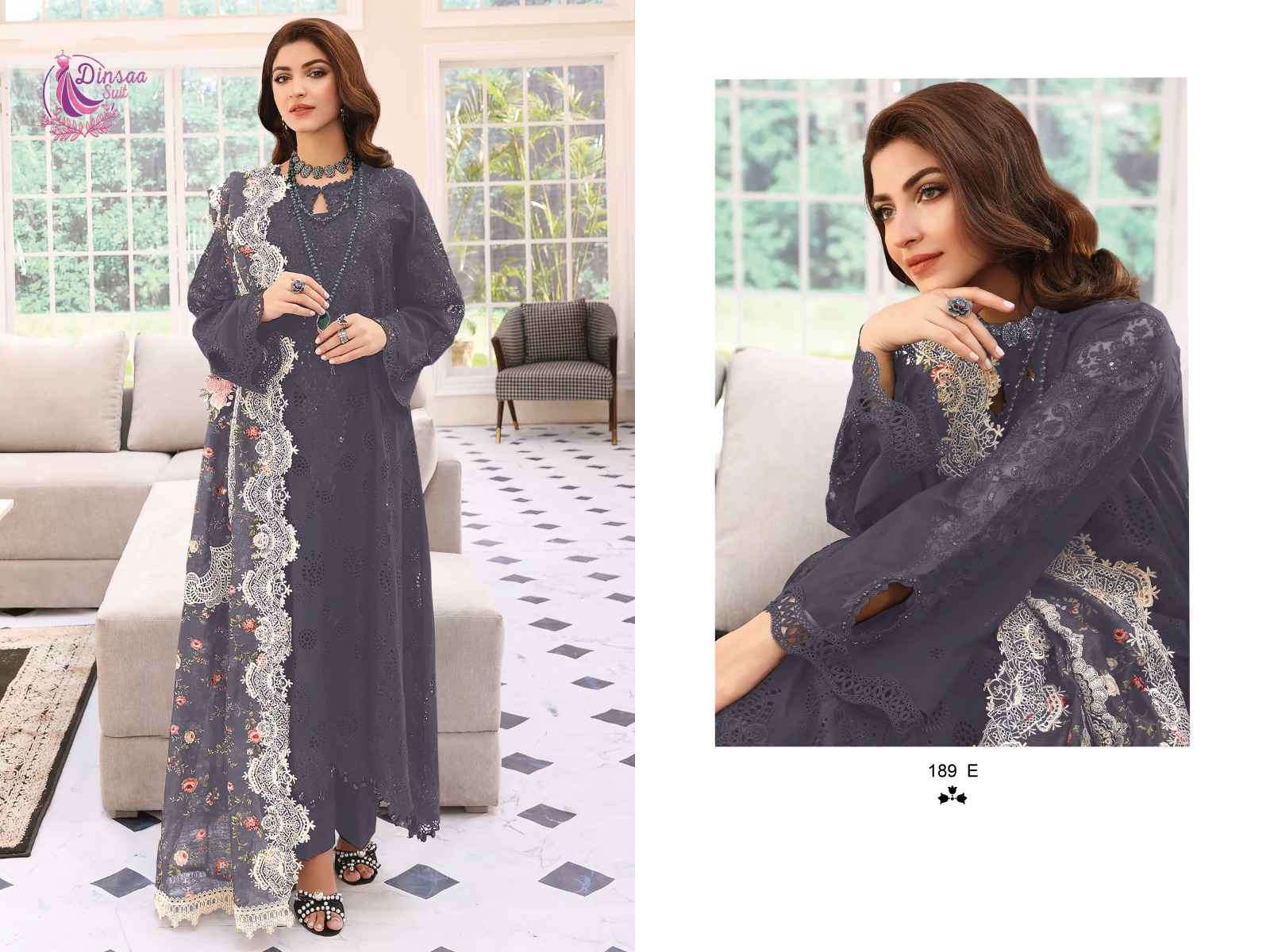 Elaf Colour Vol-1 By Dinsaa Suits 189-A To 189-E Series Designer Pakistani Suits Beautiful Fancy Stylish Colorful Party Wear & Occasional Wear Pure Cotton With Embroidery Dresses At Wholesale Price