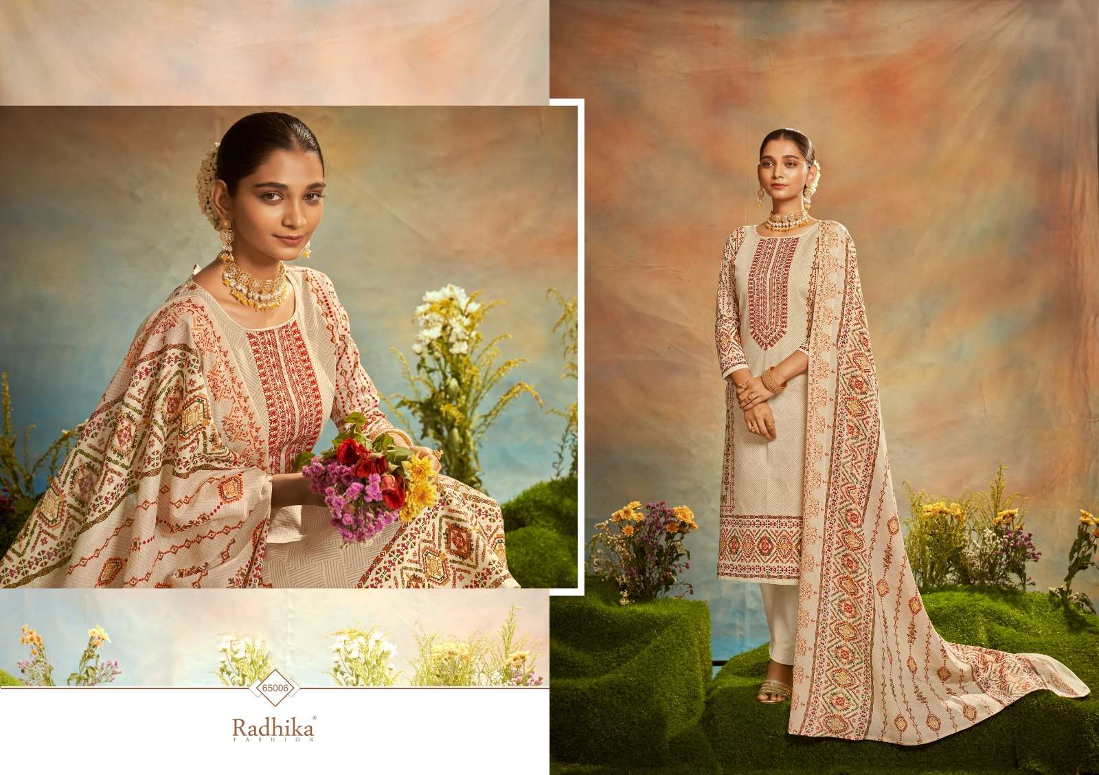Mussaret Vol-23 By Radhika Fashion 65001 To 65006 Designer Festive Suits Collection Beautiful Stylish Fancy Colorful Party Wear & Occasional Wear Cambric Cotton With Embroidered Dresses At Wholesale Price