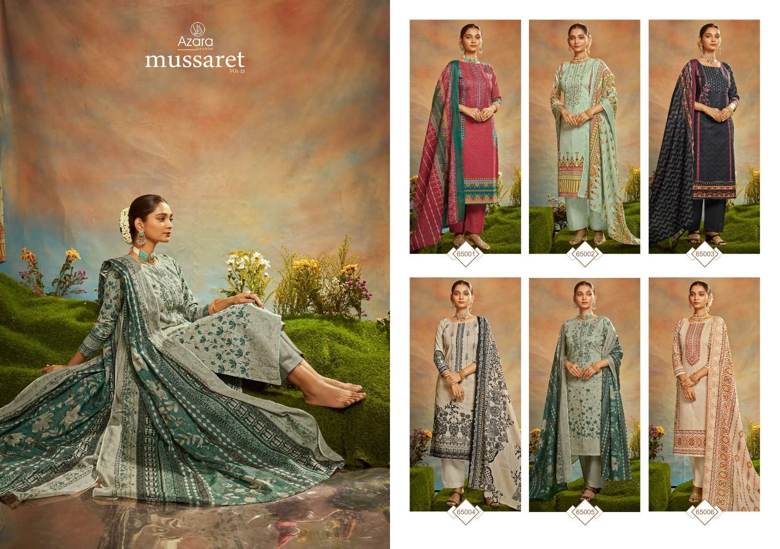 Mussaret Vol-23 By Radhika Fashion 65001 To 65006 Designer Festive Suits Collection Beautiful Stylish Fancy Colorful Party Wear & Occasional Wear Cambric Cotton With Embroidered Dresses At Wholesale Price