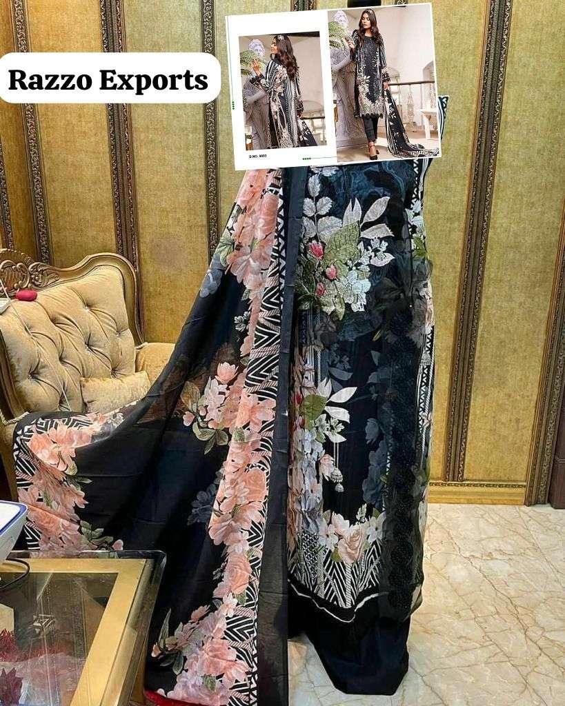 Razzo Hit Design 9003 By Razzo Exports Designer Pakistani Suits Beautiful Fancy Stylish Colorful Party Wear & Occasional Wear Pure Cotton Embroidery Dresses At Wholesale Price