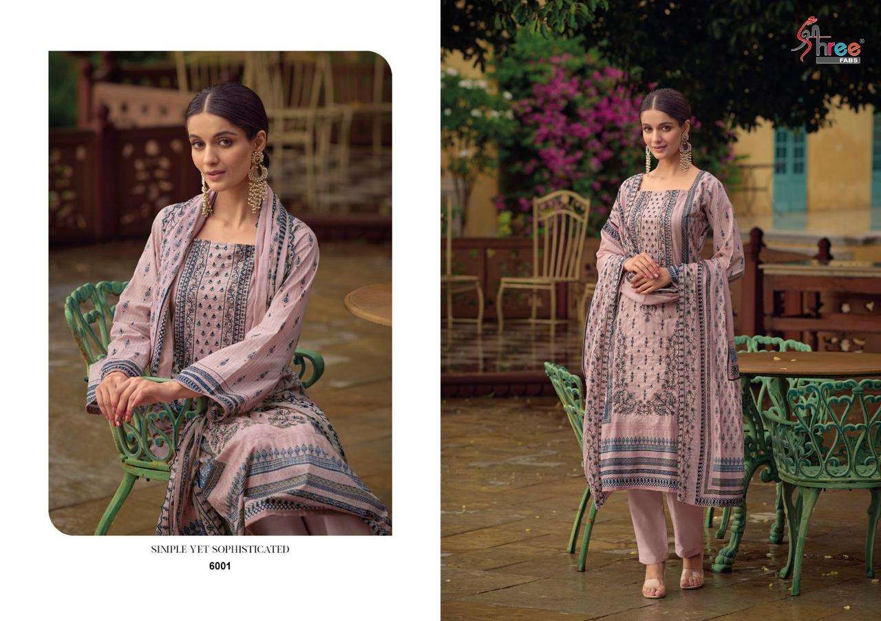 Bin Saeed Lawn Collection Vol-6 By Shree Fabs 6001 To 6006 Series Designer Pakistani Suits Beautiful Fancy Stylish Colorful Party Wear & Occasional Wear Pure Lawn Print With Embroidery Dresses At Wholesale Price