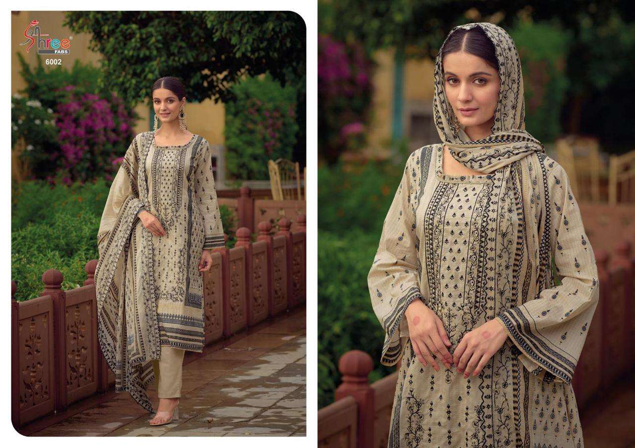 Bin Saeed Lawn Collection Vol-6 By Shree Fabs 6001 To 6006 Series Designer Pakistani Suits Beautiful Fancy Stylish Colorful Party Wear & Occasional Wear Pure Lawn Print With Embroidery Dresses At Wholesale Price