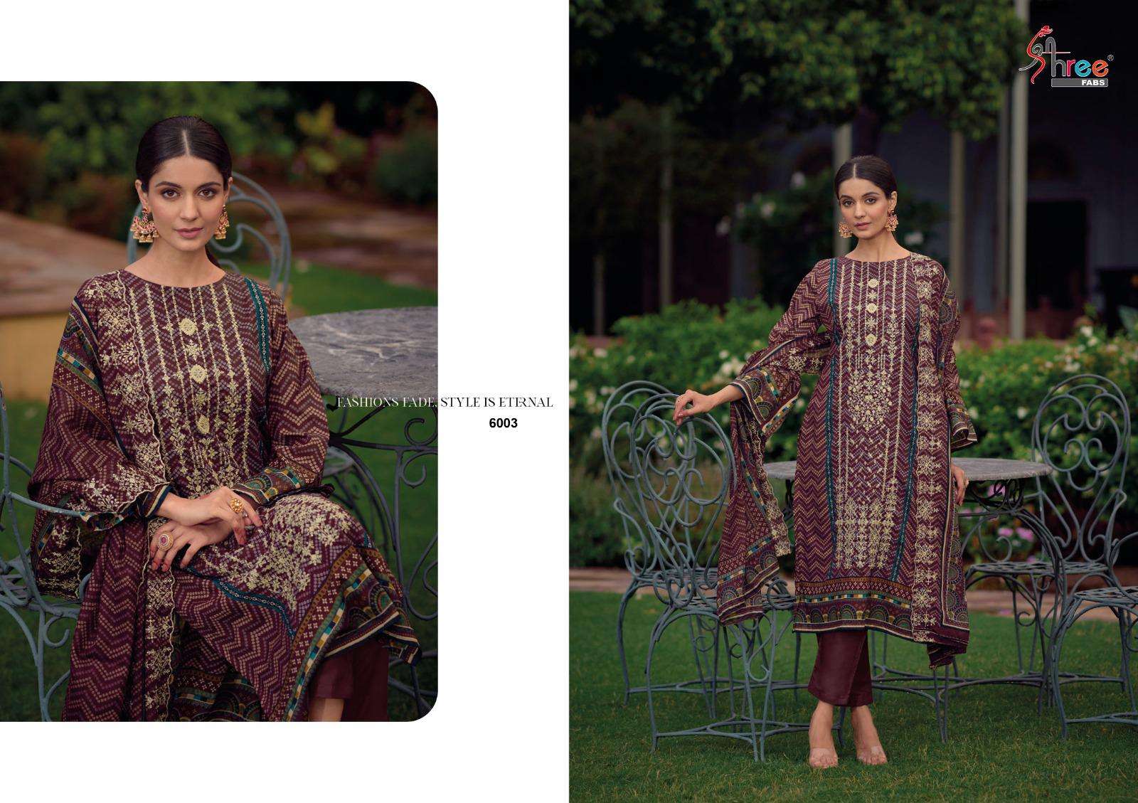 Bin Saeed Lawn Collection Vol-6 By Shree Fabs 6001 To 6006 Series Designer Pakistani Suits Beautiful Fancy Stylish Colorful Party Wear & Occasional Wear Pure Lawn Print With Embroidery Dresses At Wholesale Price