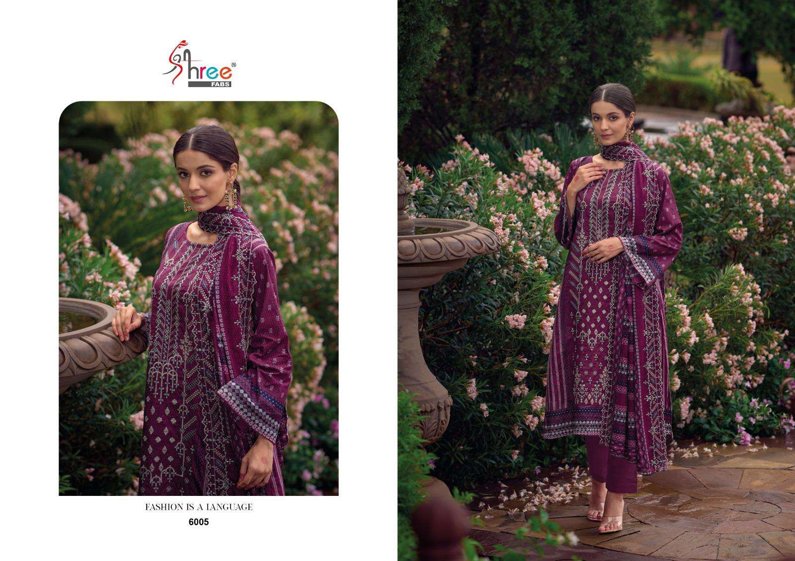 Bin Saeed Lawn Collection Vol-6 By Shree Fabs 6001 To 6006 Series Designer Pakistani Suits Beautiful Fancy Stylish Colorful Party Wear & Occasional Wear Pure Lawn Print With Embroidery Dresses At Wholesale Price
