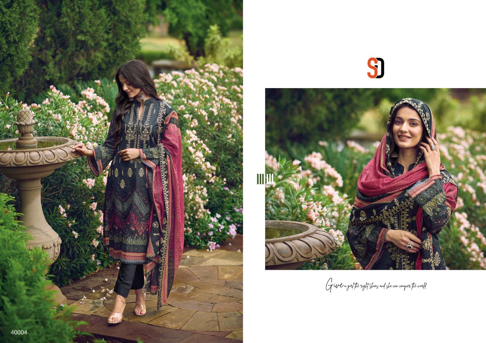 Bin Saeed Lawn Collection Vol-4 By Shraddha Designer 40001 To 40004 Series Designer Pakistani Suits Beautiful Fancy Stylish Colorful Party Wear & Occasional Wear Pure Lawn Cotton Print With Embroidery Dresses At Wholesale Price