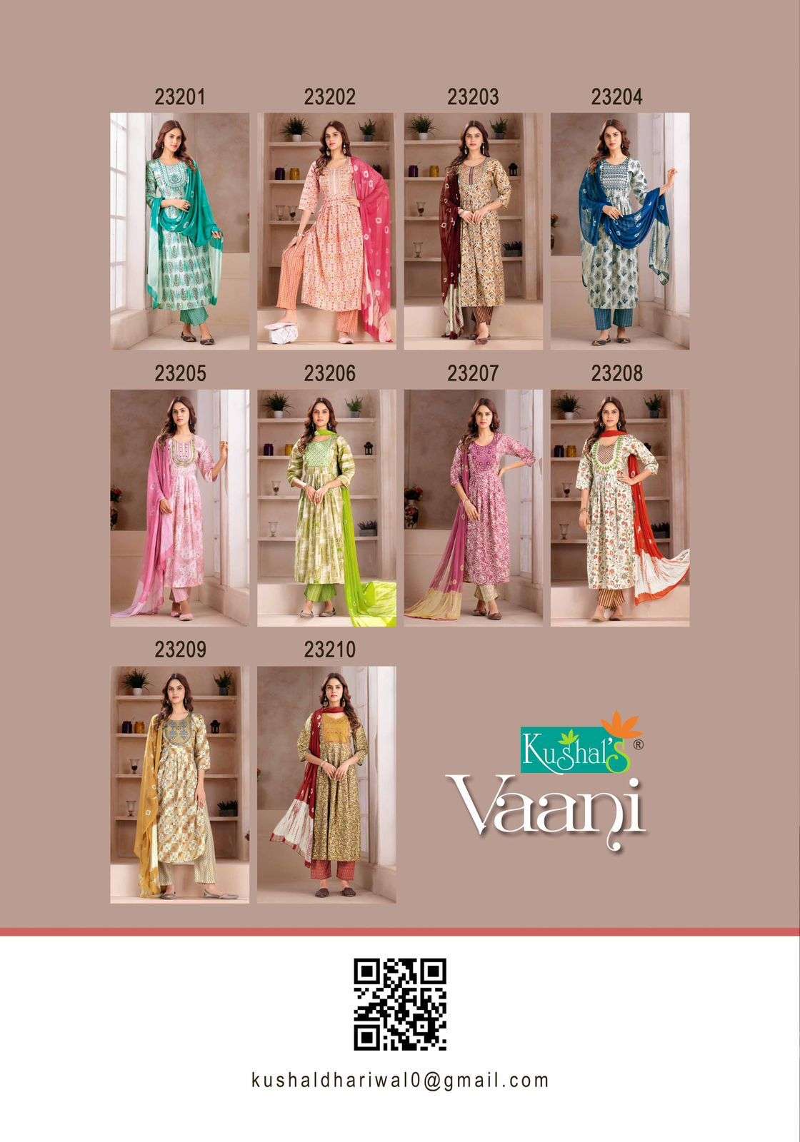 Vaani By Kushals 23201 To 23210 Series Designer Festive Suits Beautiful Fancy Stylish Colorful Party Wear & Occasional Wear Muslin Print With Embroidery Dresses At Wholesale Price