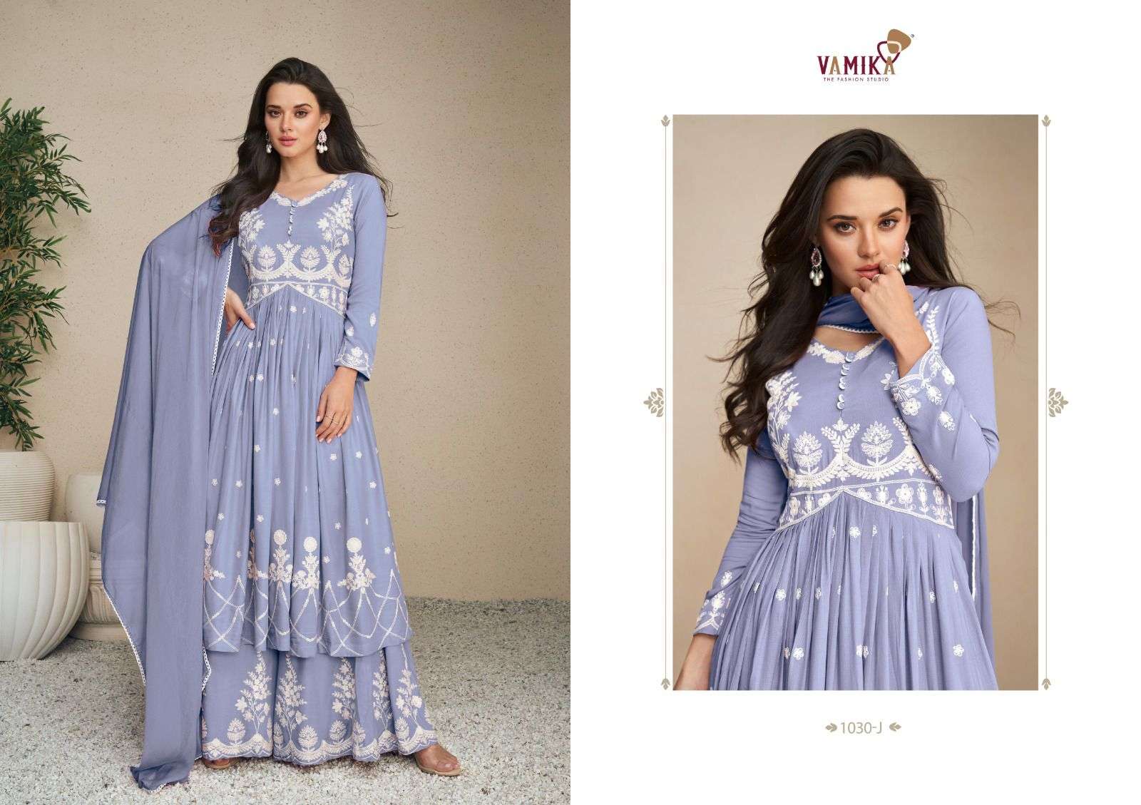 Lakhnavi Vol-5 Gold By Vamika 1030-F To 1030-I Series Beautiful Stylish Sharara Suits Fancy Colorful Casual Wear & Ethnic Wear & Ready To Wear Pure Rayon Printed Dresses At Wholesale Price