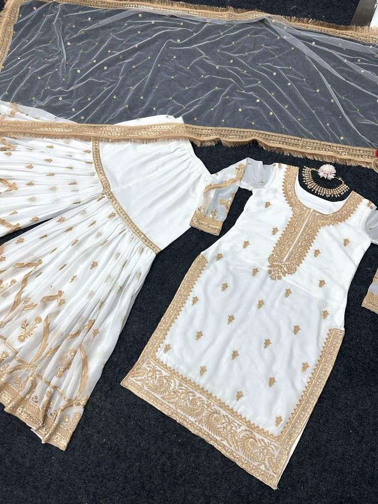 5563 By Fashid Wholesale Kd Designer Festive Sharara Suits Beautiful Fancy Colorful Stylish Party Wear & Occasional Wear Faux Georgette Embroidered Dresses At Wholesale Price