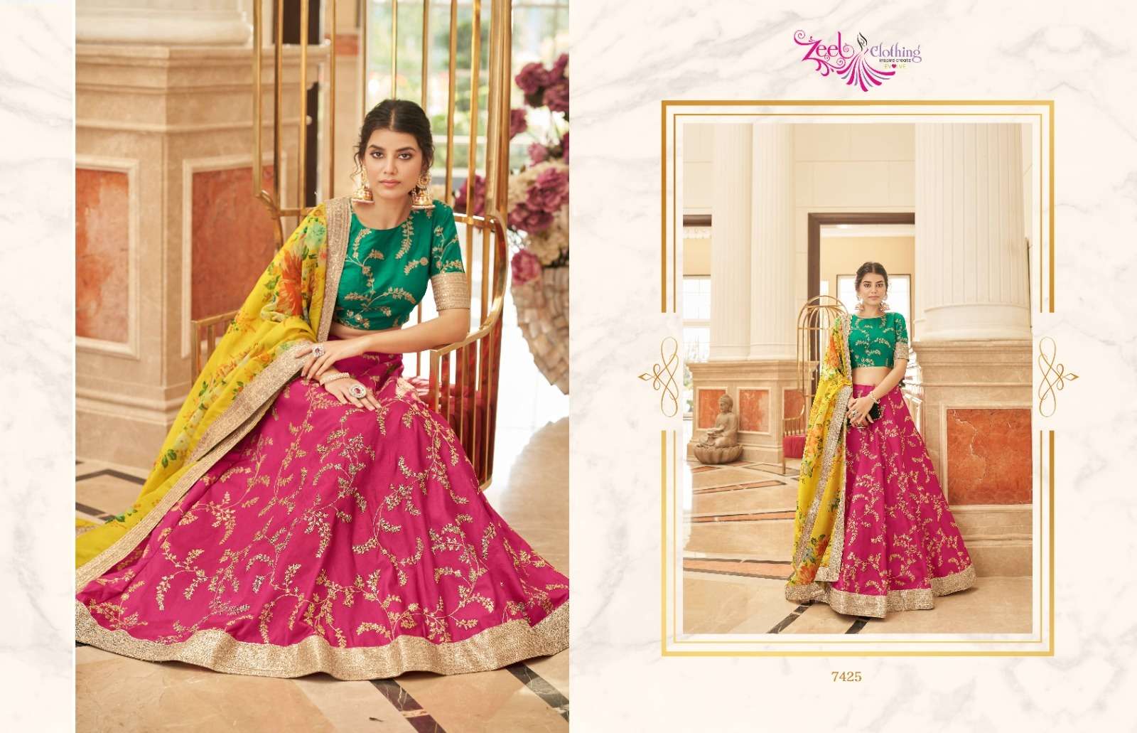 Cultural Vol-2 By Zeel Clothing 7419 To 7428 Series Beautiful Designer Collection Occasional Wear & Party Wear Velvet/Organza/Art Silk Lehengas At Wholesale Price