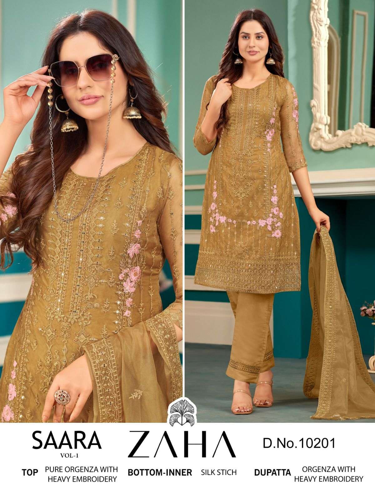 Saara Vol-1 By Zaha 10200 To 10201 Series Beautiful Pakistani Suits Colorful Stylish Fancy Casual Wear & Ethnic Wear Organza Dresses At Wholesale Price