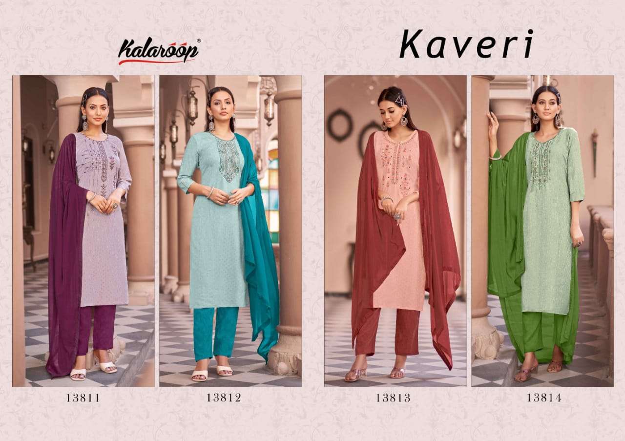 Kaveri By Kalaroop 13811 To 13814 Series Beautiful Suits Colorful Stylish Fancy Casual Wear & Ethnic Wear Heavy Rayon Dresses At Wholesale Price