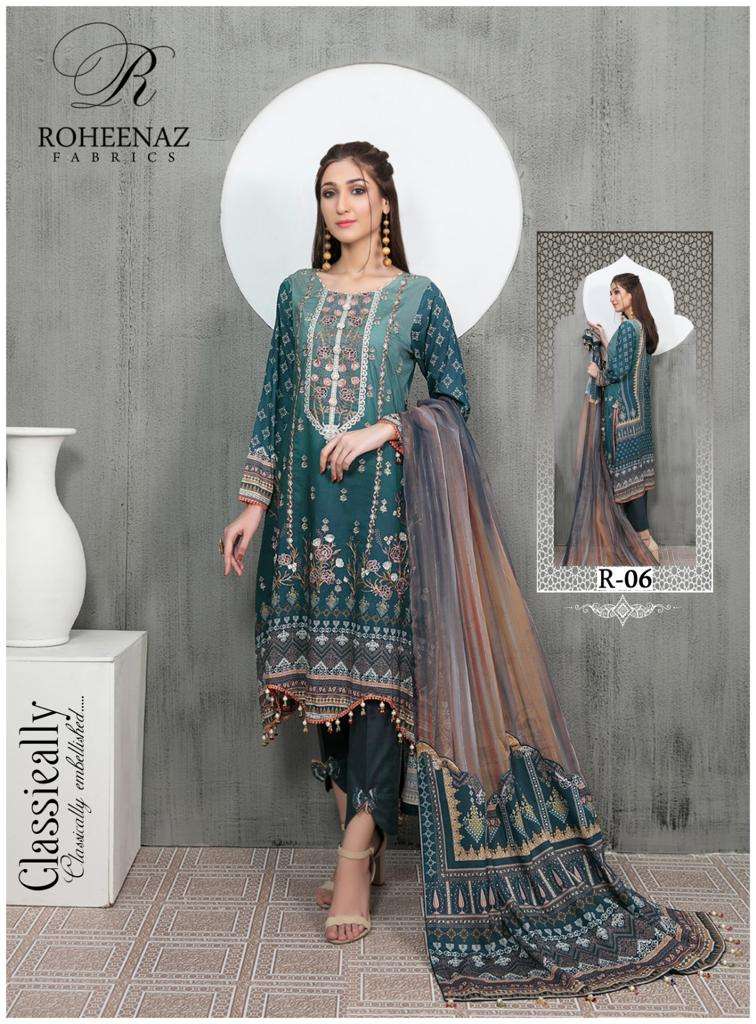Amaya By Roheenaz Fabrics 01 To 06 Series Designer Festive Suits Beautiful Fancy Stylish Colorful Party Wear & Occasional Wear Pure Cotton Print Dresses At Wholesale Price