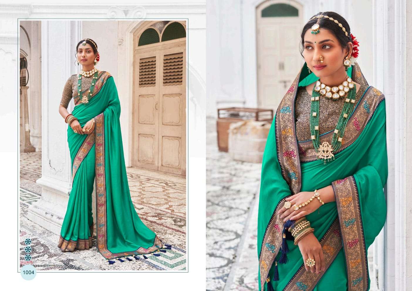 Triya By Right Women 1001 To 1008 Series Indian Traditional Wear Collection Beautiful Stylish Fancy Colorful Party Wear & Occasional Wear Vichitra Sarees At Wholesale Price