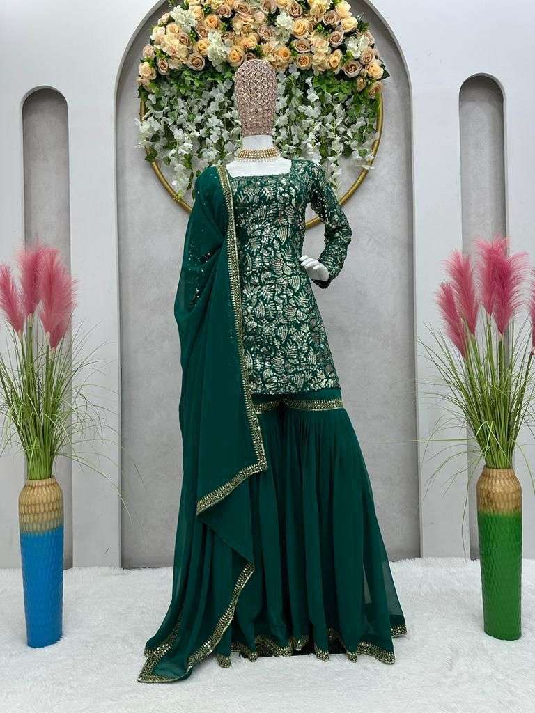5564 By Fashid Wholesale Designer Festive Sharara Suits Beautiful Fancy Colorful Stylish Party Wear & Occasional Wear Faux Georgette Dresses At Wholesale Price