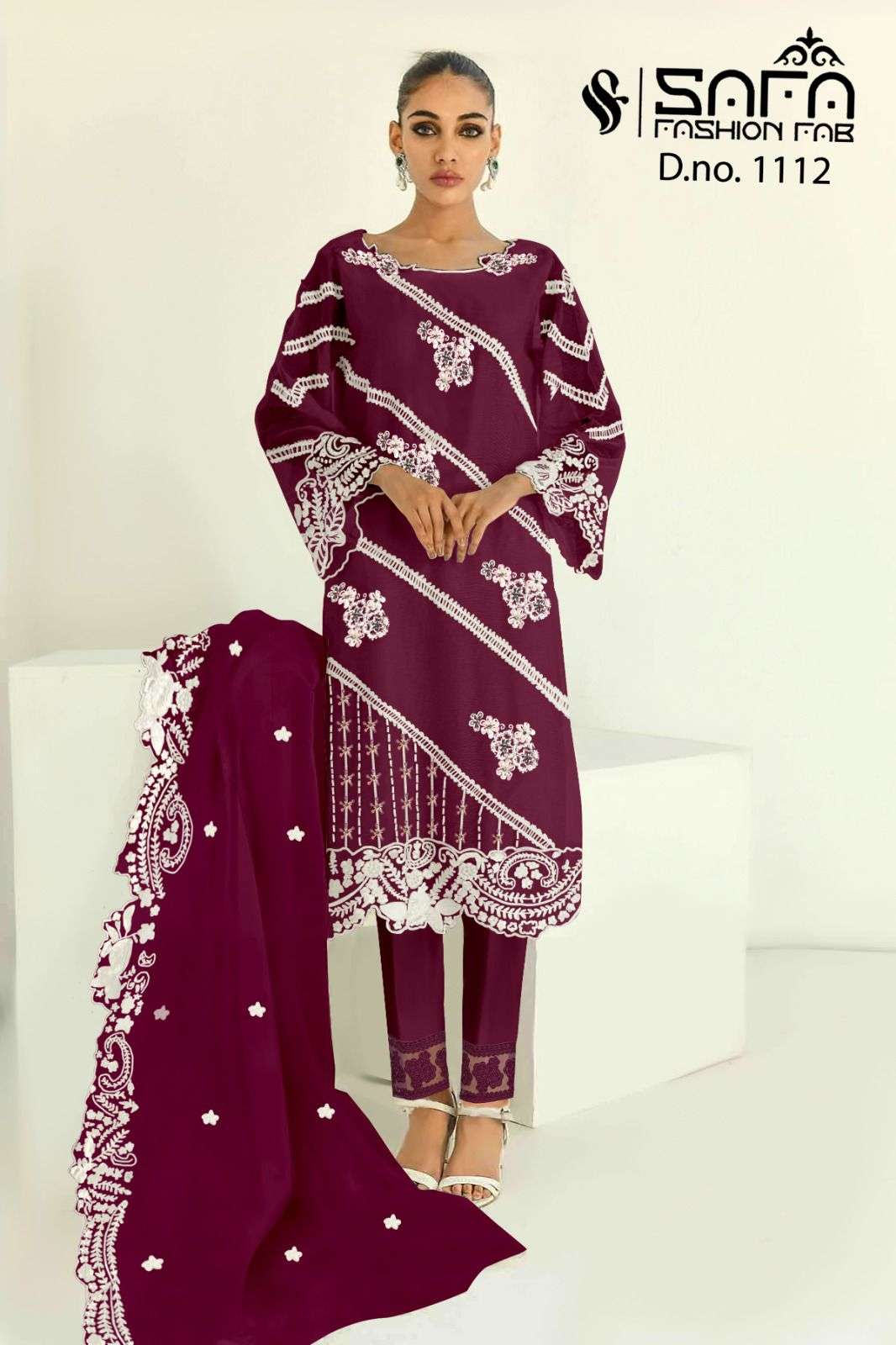 Safa 1112 Colours By Safa Fashion 1112-A To 1112-D Series Beautiful Pakistani Suits Stylish Colorful Fancy Casual Wear & Ethnic Wear Heavy Georgette Embroidered Dresses At Wholesale Price