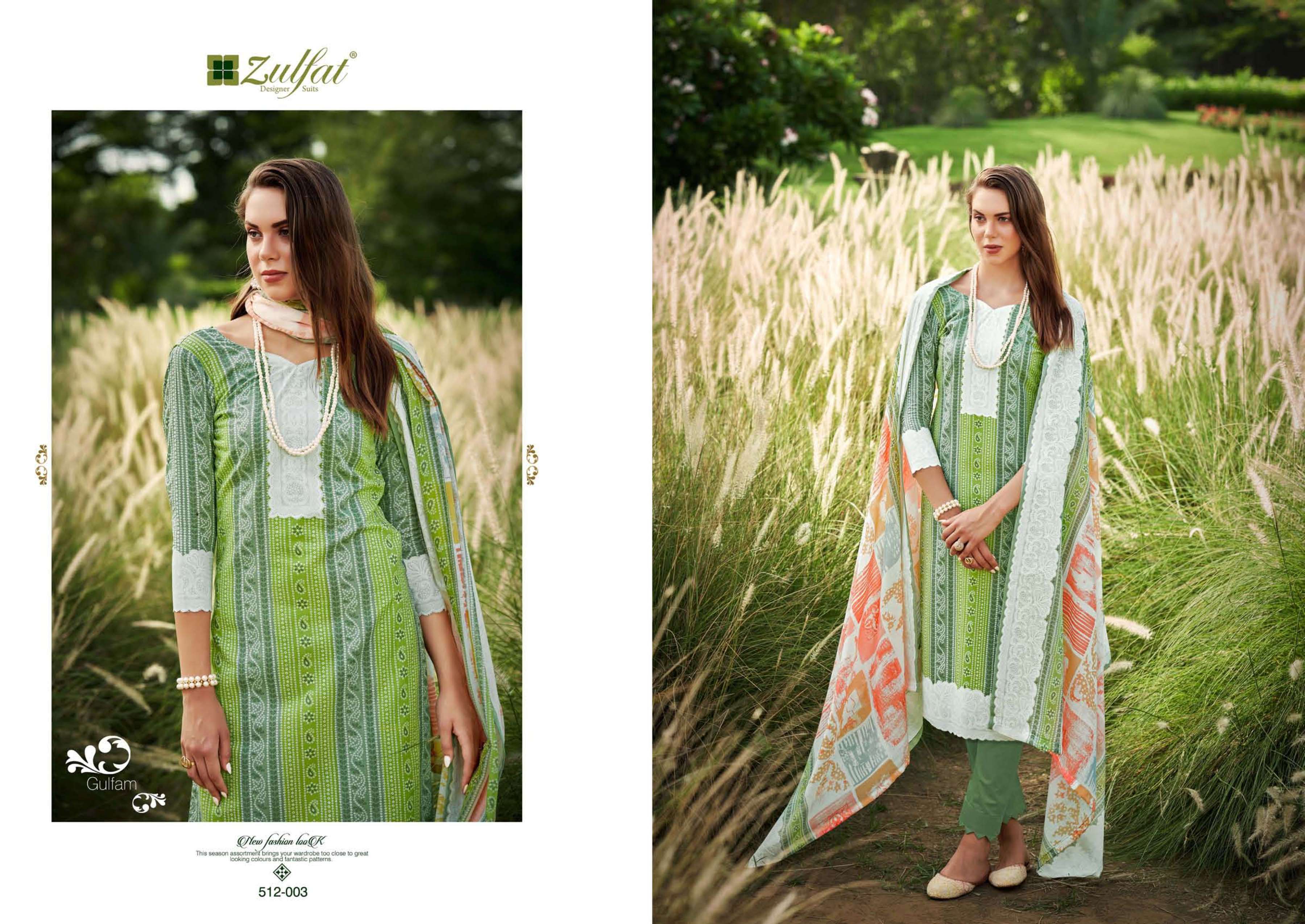 Gulfam By Zulfat 512-001 To 512-008 Series Beautiful Festive Suits Colorful Stylish Fancy Casual Wear & Ethnic Wear Pure Cotton With Embroidered Dresses At Wholesale Price