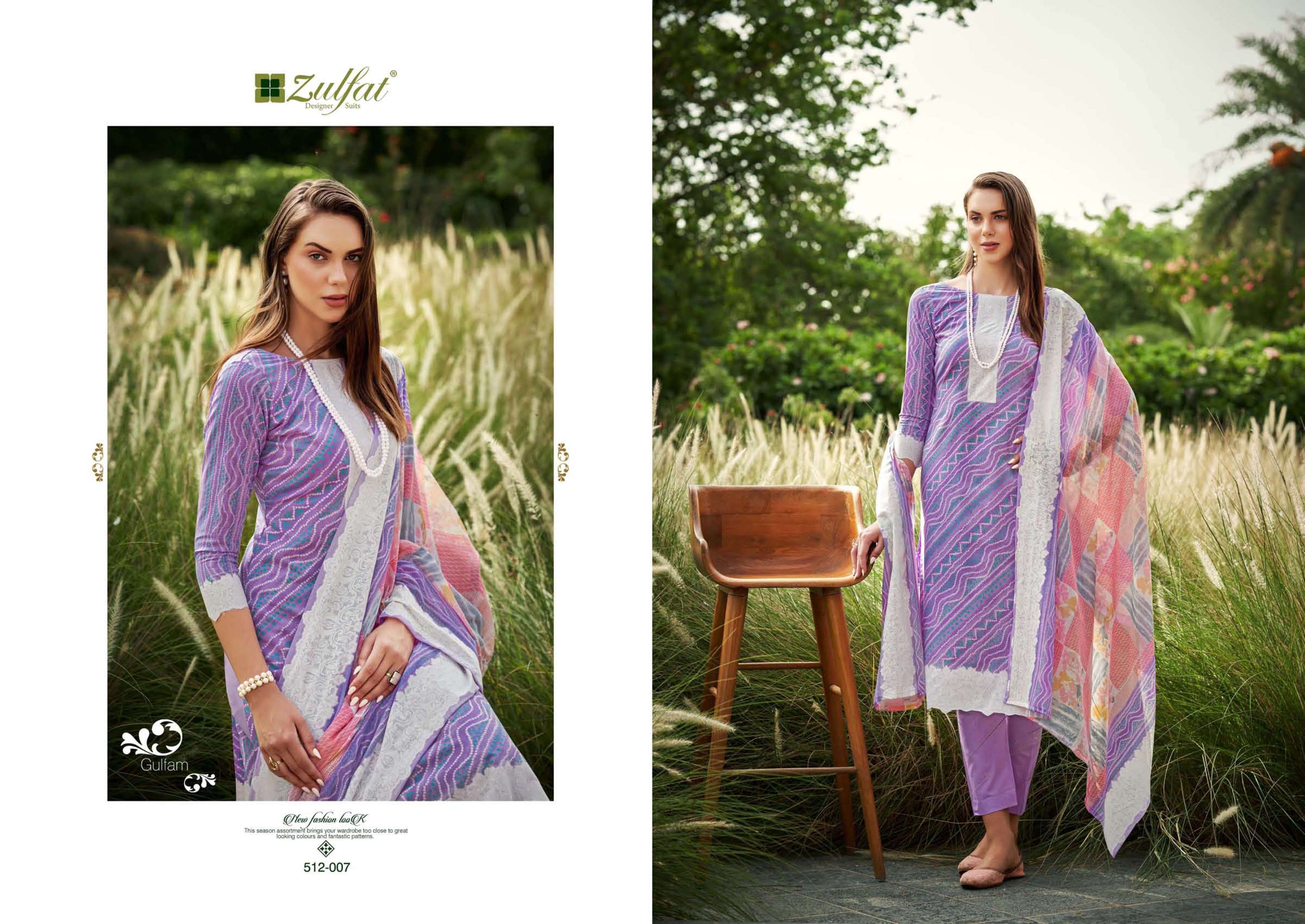 Gulfam By Zulfat 512-001 To 512-008 Series Beautiful Festive Suits Colorful Stylish Fancy Casual Wear & Ethnic Wear Pure Cotton With Embroidered Dresses At Wholesale Price