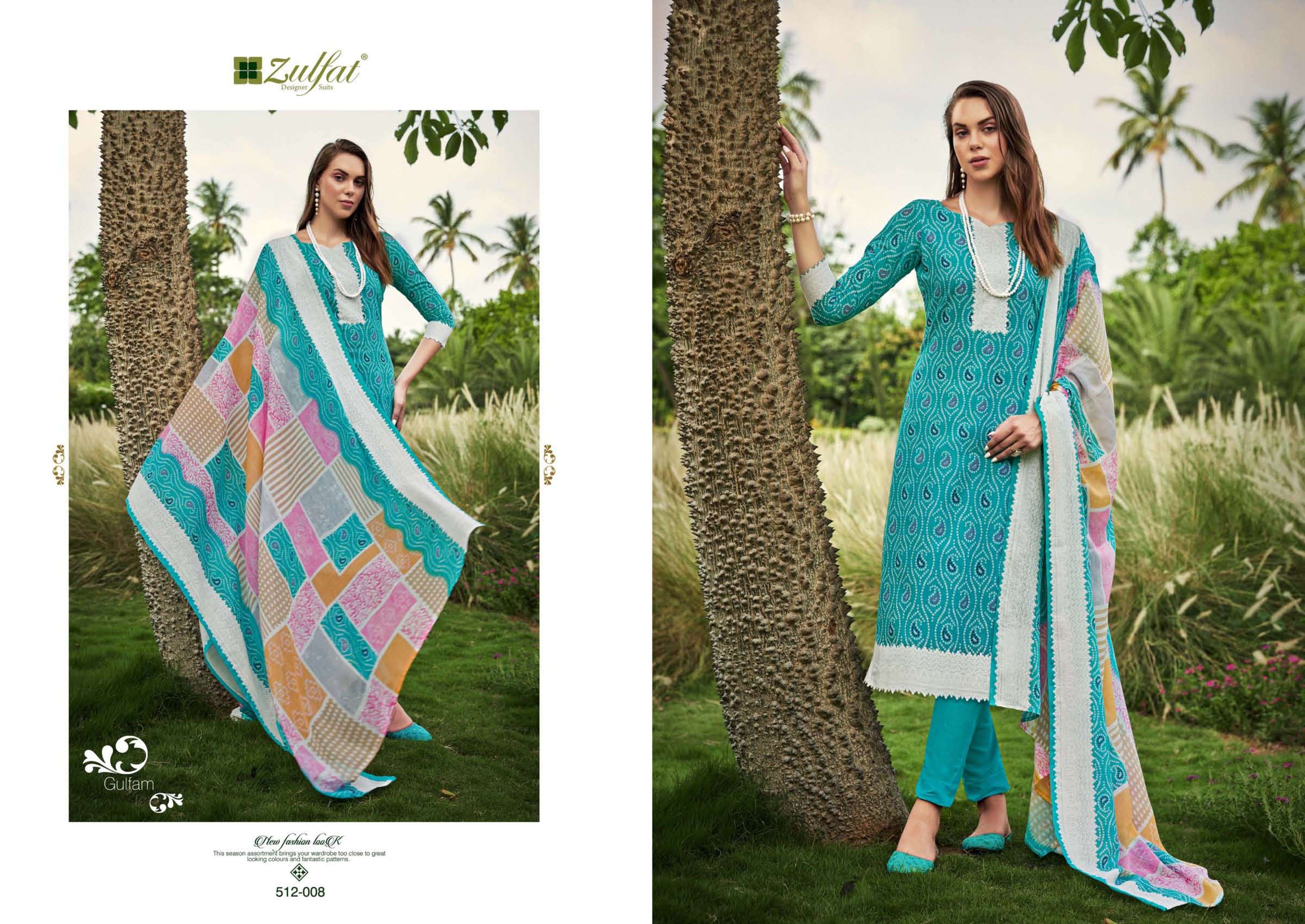 Gulfam By Zulfat 512-001 To 512-008 Series Beautiful Festive Suits Colorful Stylish Fancy Casual Wear & Ethnic Wear Pure Cotton With Embroidered Dresses At Wholesale Price