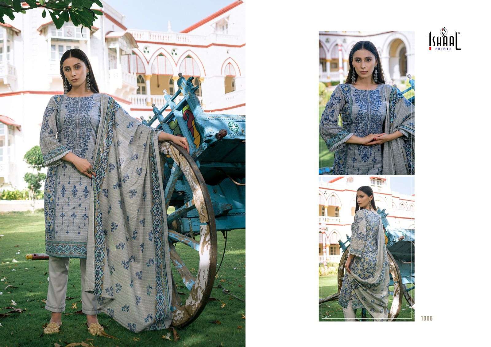 Embroidered Lawn Combo By Ishaal Prints 1001 To 1008 Series Designer Suits Collection Beautiful Stylish Colorful Fancy Party Wear & Occasional Wear Pure Lawn Embroidered Dresses At Wholesale Price