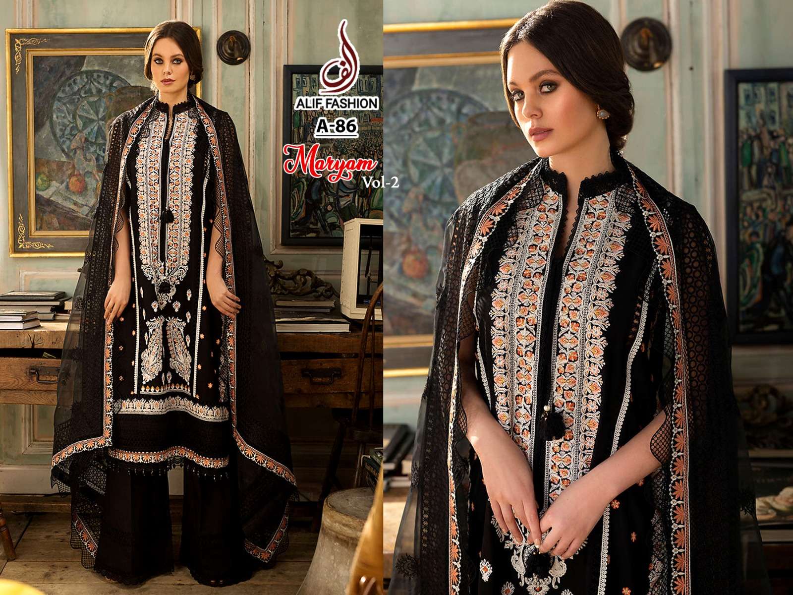 Maryam Vol-2 By Alif Fashion 86 To 87 Series Beautiful Pakistani Suits Stylish Colorful Fancy Casual Wear & Ethnic Wear Pure Cambric Cotton Embroidered Dresses At Wholesale Price