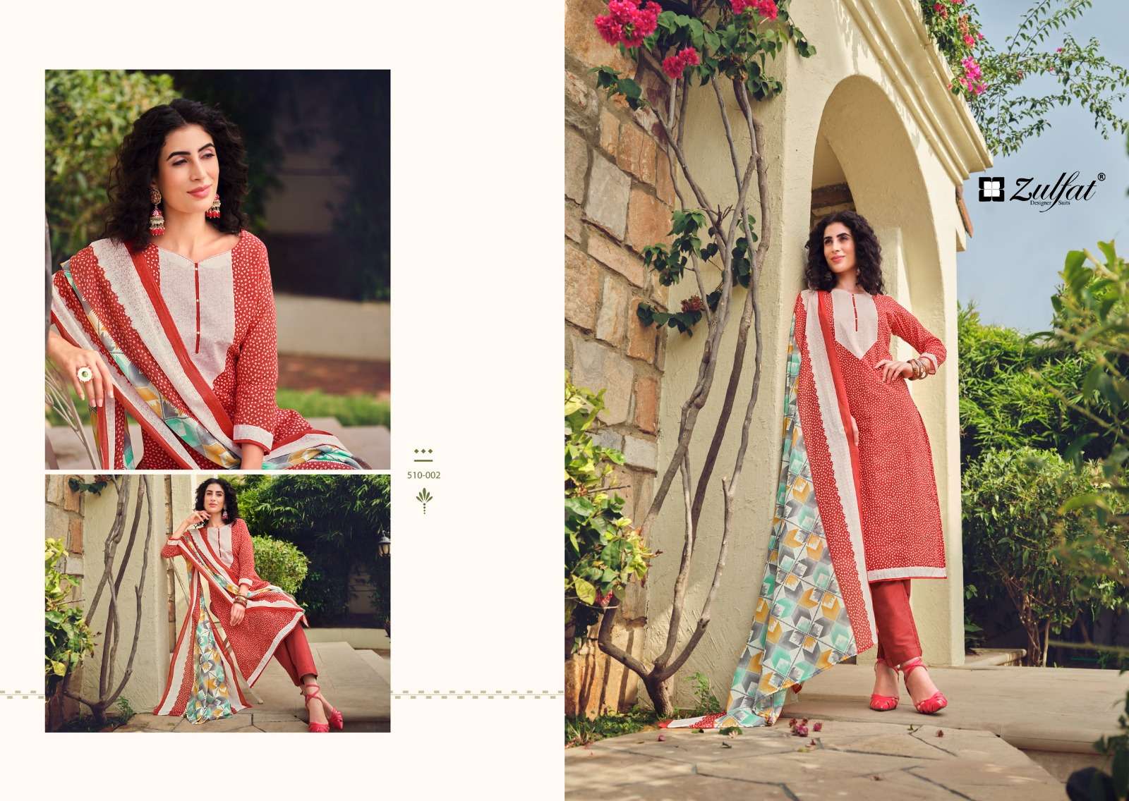 Isabella By Zulfat 510-001 To 510-008 Series Designer Suits Collection Beautiful Stylish Colorful Fancy Party Wear & Occasional Wear Pure Cotton Dresses At Wholesale Price