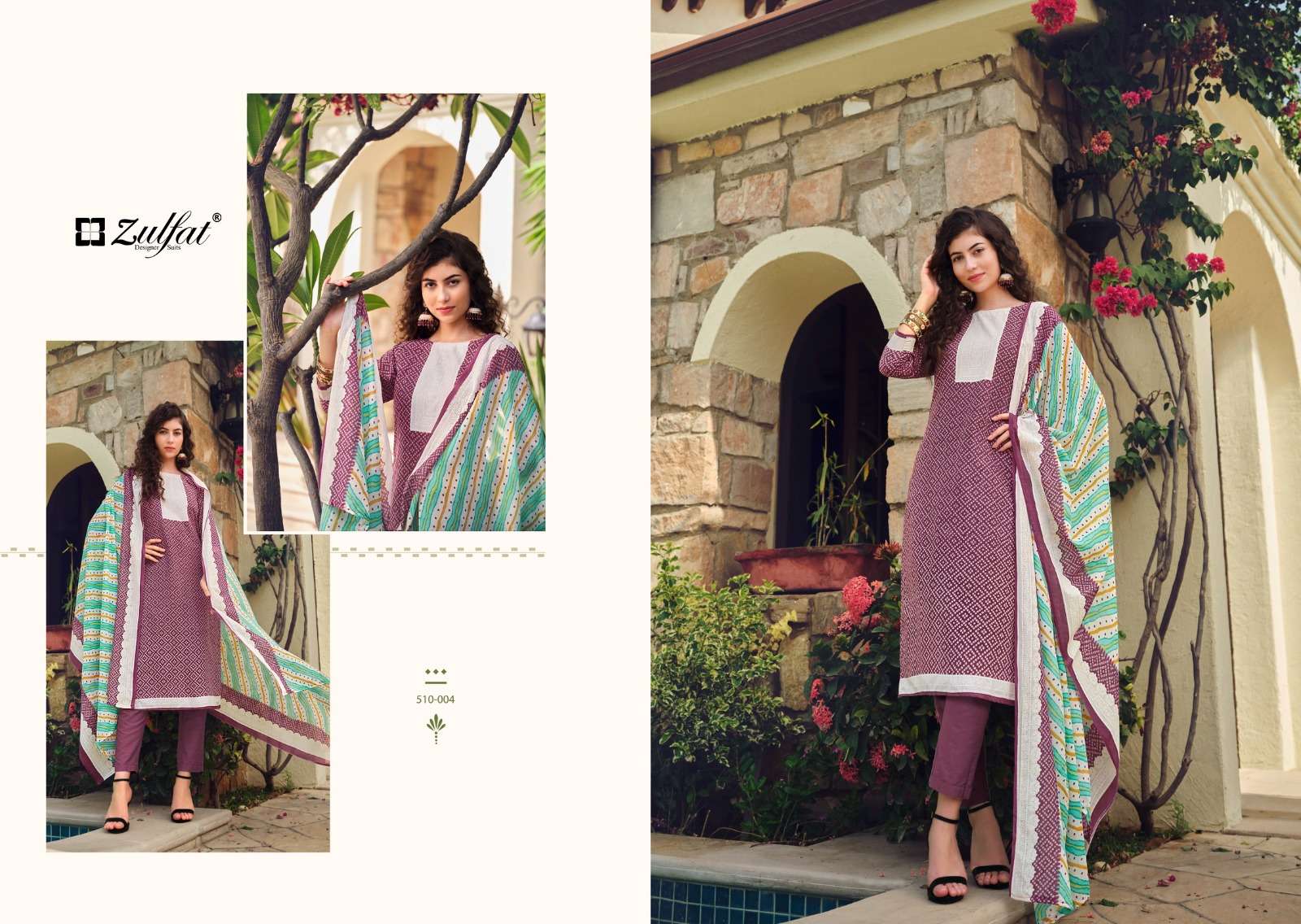 Isabella By Zulfat 510-001 To 510-008 Series Designer Suits Collection Beautiful Stylish Colorful Fancy Party Wear & Occasional Wear Pure Cotton Dresses At Wholesale Price