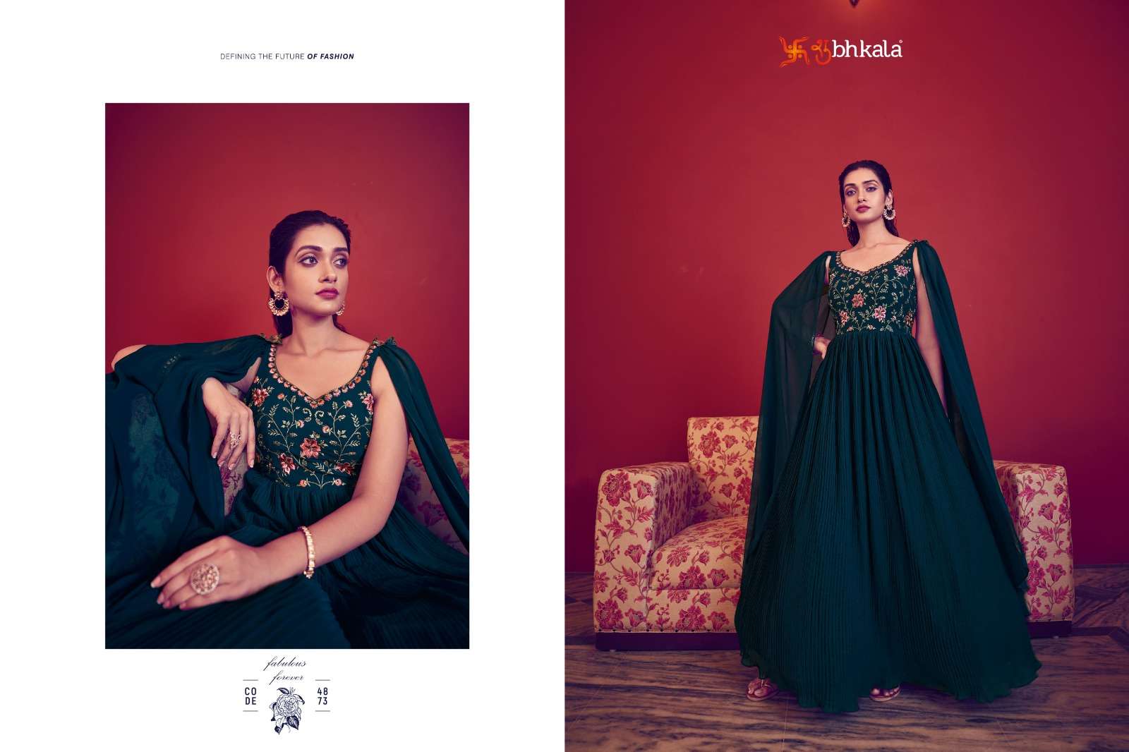 Flory Vol-41 By Shubhkala 4971 To 4975 Series Beautiful Stylish Fancy Colorful Casual Wear & Ethnic Wear Georgette Gowns With Dupatta At Wholesale Price
