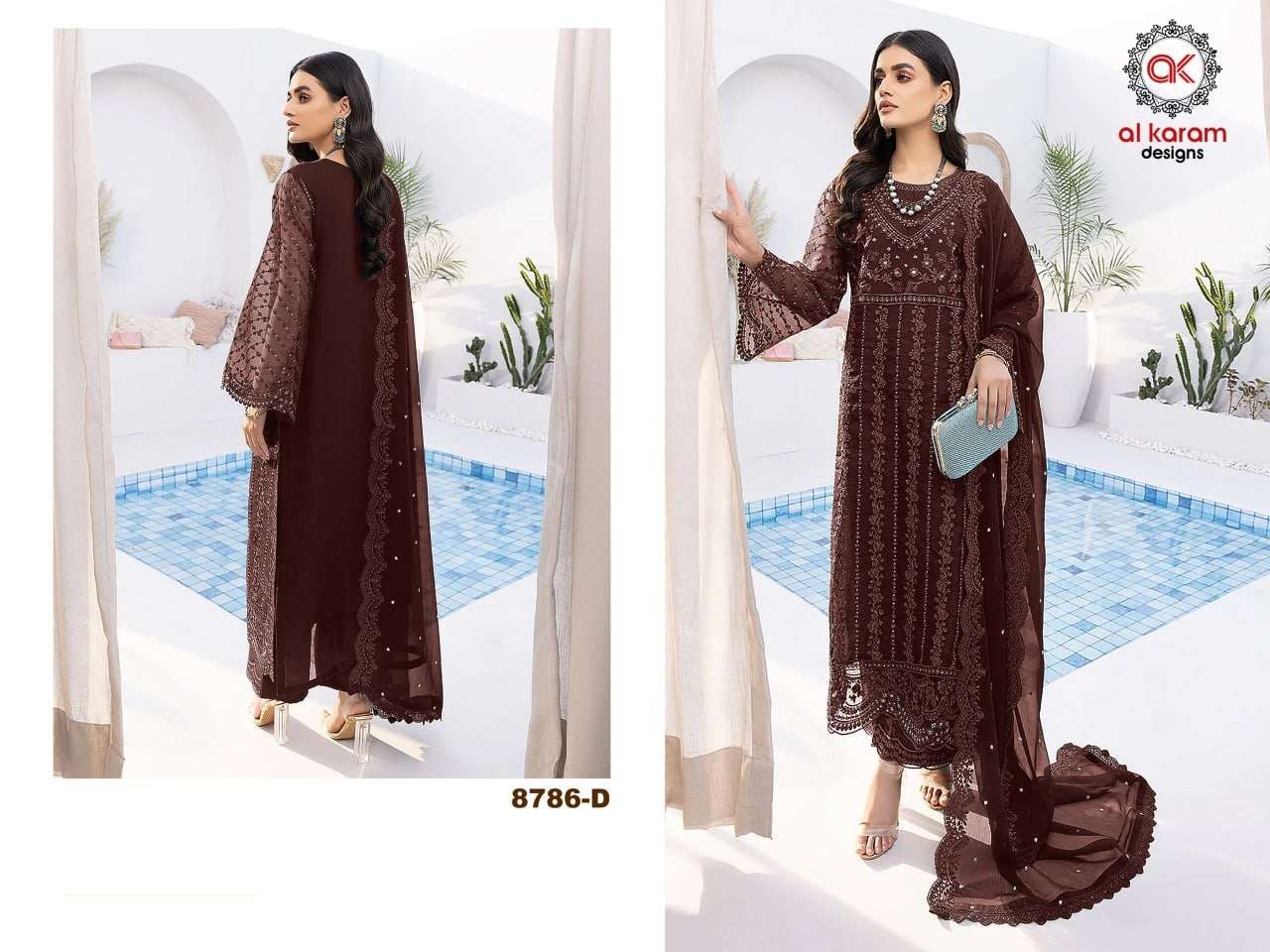 Pakistani 8786 Colours By Fashid Wholesale 8786-A To 8786-D Series Beautiful Pakistani Suits Stylish Colorful Fancy Casual Wear & Ethnic Wear Heavy Organza Embroidered Dresses At Wholesale Price