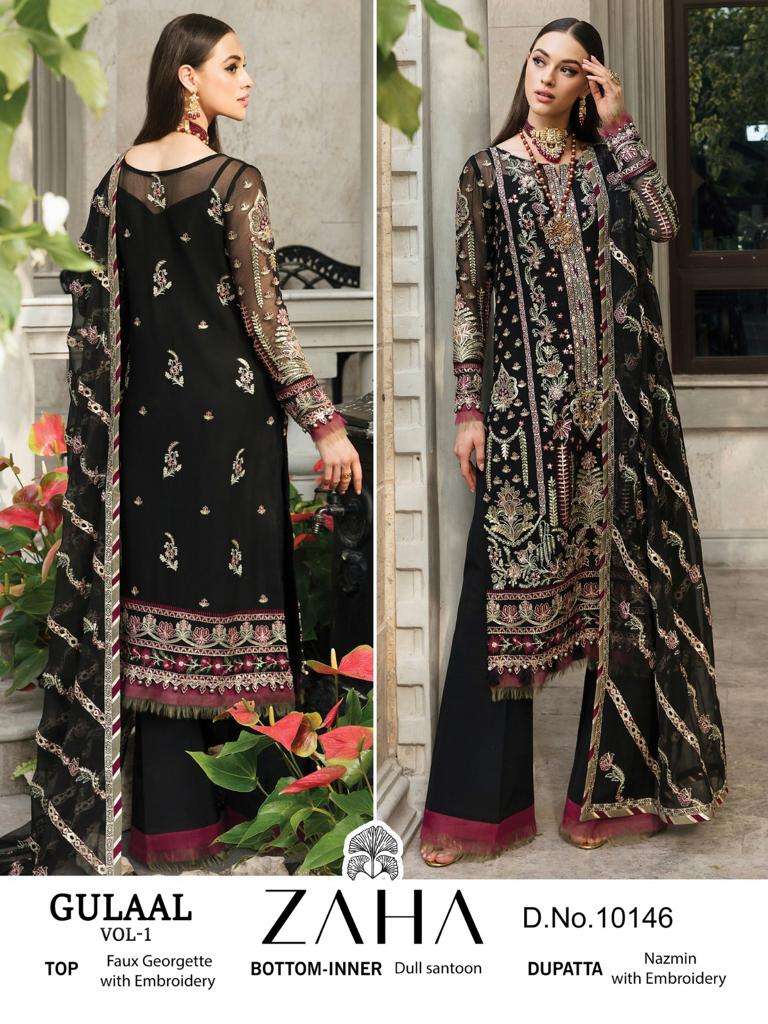 Gulaal Vol-1 By Zaha 10143 To 10147 Series Designer Pakistani Suits Beautiful Stylish Fancy Colorful Party Wear & Occasional Wear Faux Georgette Embroidered Dresses At Wholesale Price