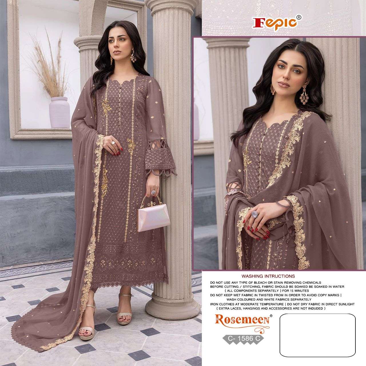 Fepic 1586 Colours By Fepic 1586-B To 1586-C Series Designer Pakistani Suits Beautiful Stylish Fancy Colorful Party Wear & Occasional Wear Georgette Embroidered Dresses At Wholesale Price