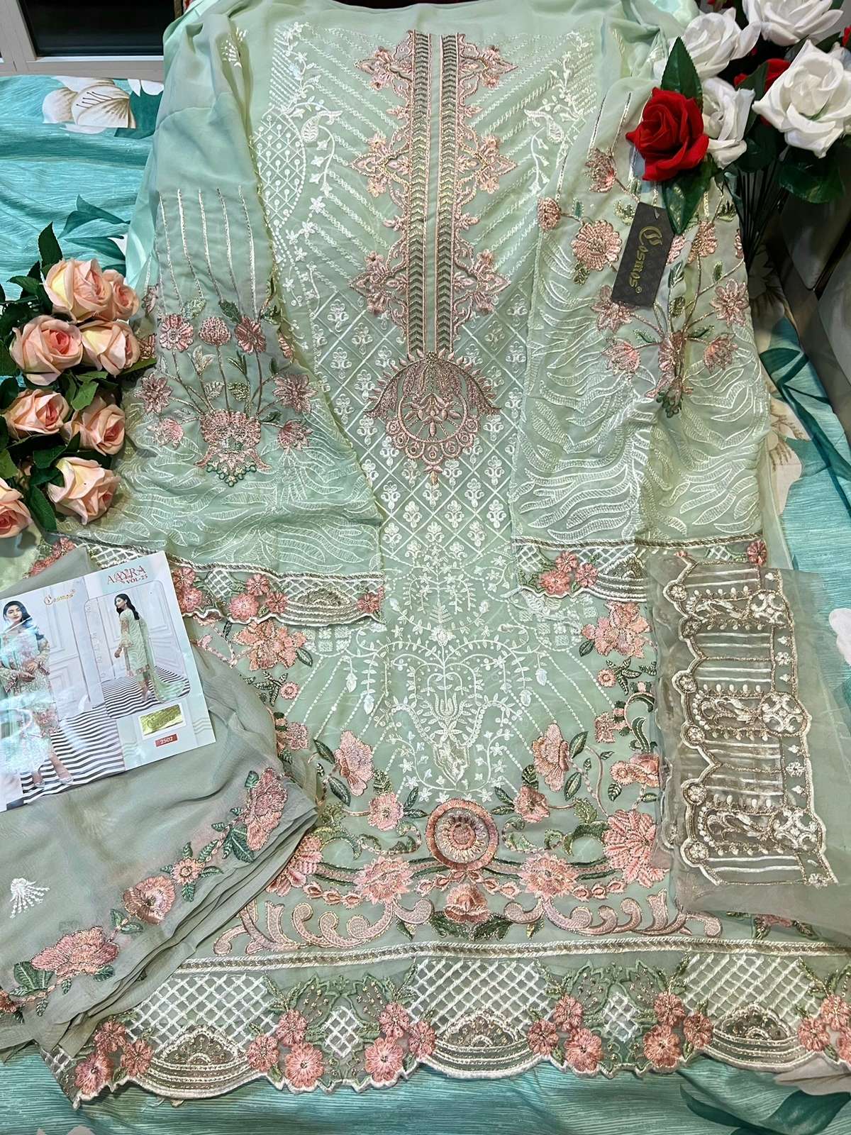 Cosmos Hit Design 2502 By Cosmos Pakistani Suits Beautiful Fancy Colorful Stylish Party Wear & Occasional Wear Faux Georgette Embroidered Dresses At Wholesale Price