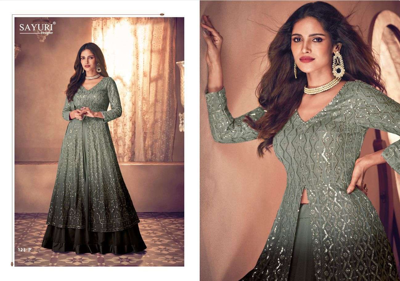 Noor Platinum Shaded New Colours By Sayuri 123-O To 123-S Series Beautiful Suits Colorful Stylish Fancy Casual Wear & Ethnic Wear Real Georgette Dresses At Wholesale Price