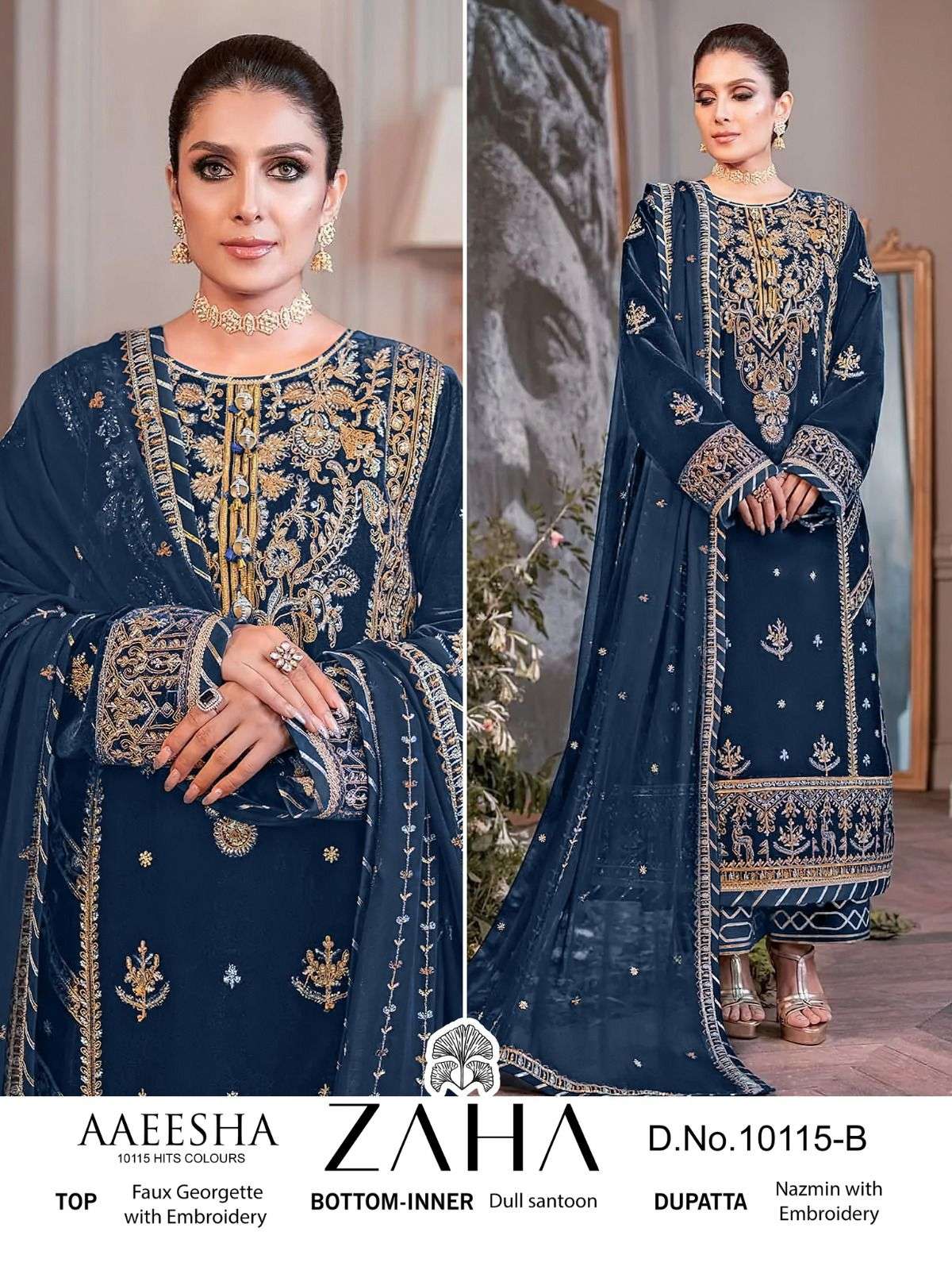 Aaeesha 10115 Colours By Zaha 10115-A To 10115-D Series Beautiful Pakistani Suits Colorful Stylish Fancy Casual Wear & Ethnic Wear Faux Georgette Embroidered Dresses At Wholesale Price