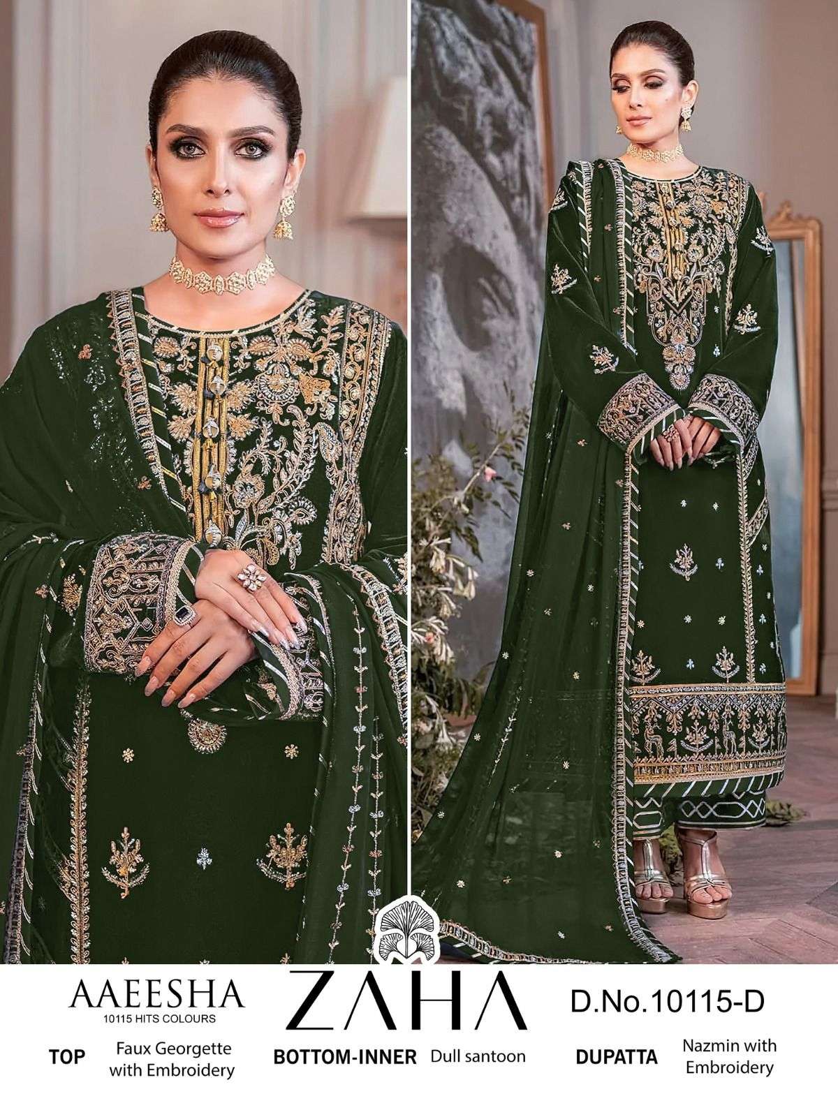 Aaeesha 10115 Colours By Zaha 10115-A To 10115-D Series Beautiful Pakistani Suits Colorful Stylish Fancy Casual Wear & Ethnic Wear Faux Georgette Embroidered Dresses At Wholesale Price