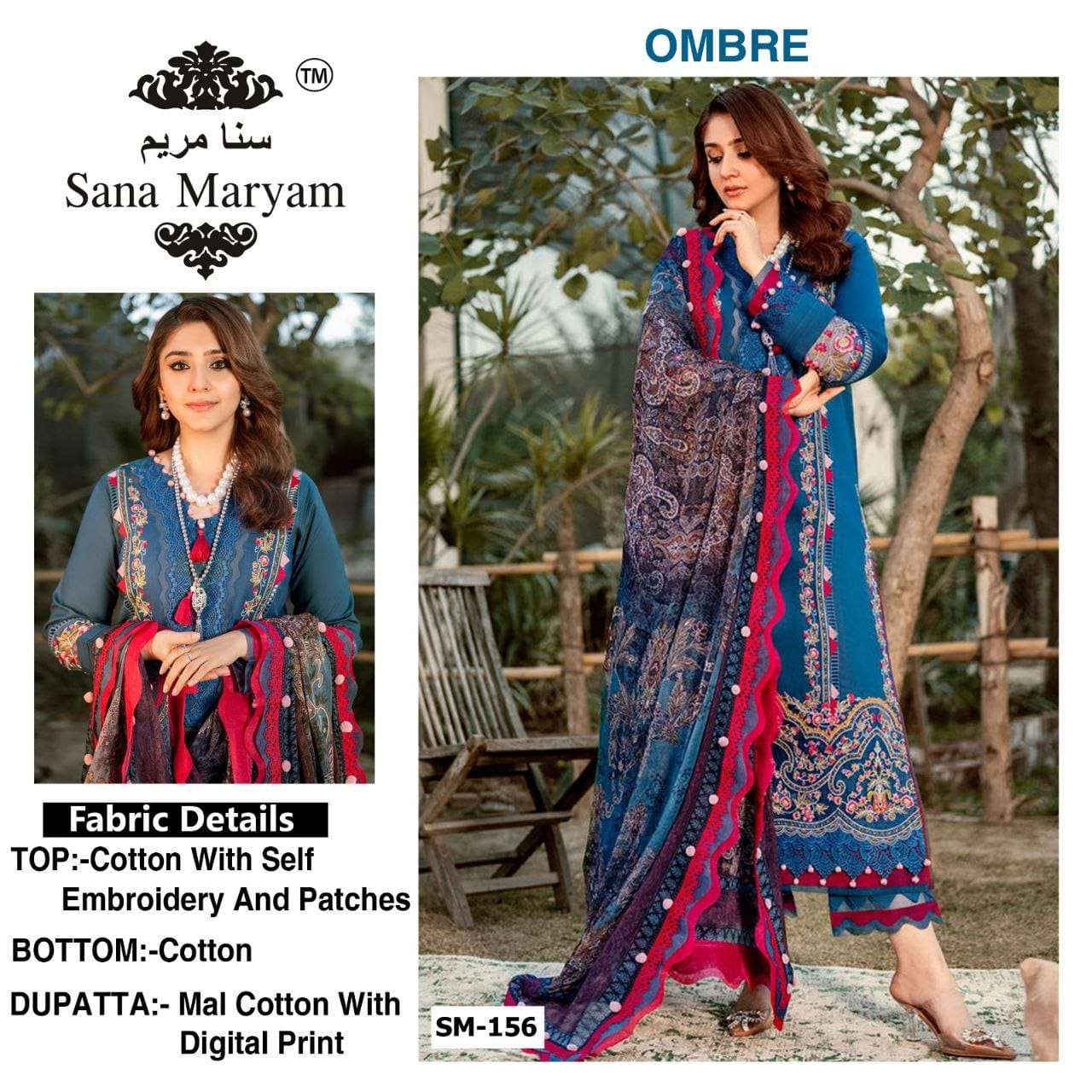 Ombre By Sana Maryam 155 To 158 Series Designer Pakistani Suits Beautiful Fancy Colorful Stylish Party Wear & Occasional Wear Heavy Cotton Embroidered Dresses At Wholesale Price